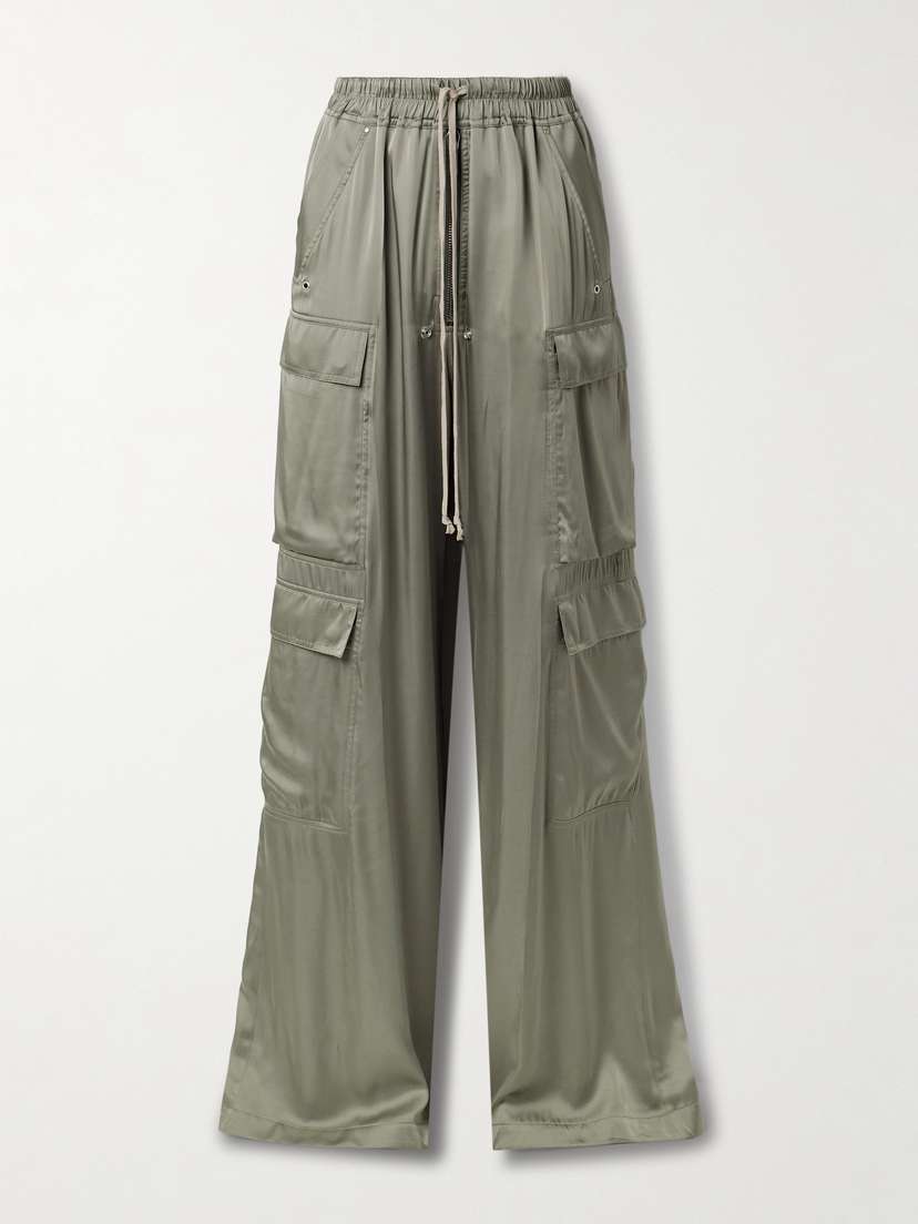 Rick Owens Satin Wide-leg Cargo Pants