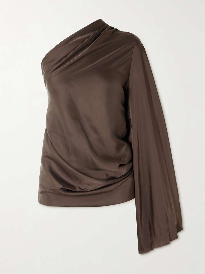 Rick Owens One-shoulder Draped Satin Blouse