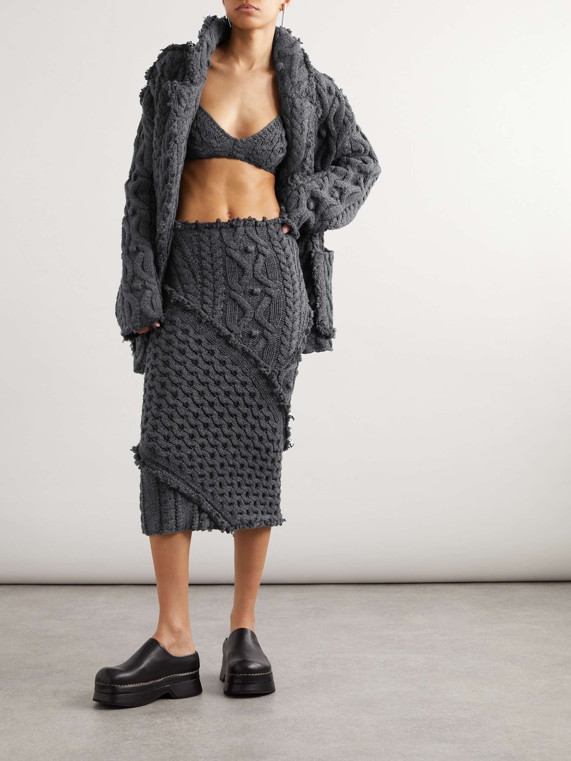 ALEXANDER MCQUEEN Cable-knit wool-blend bralette | NET-A-PORTER