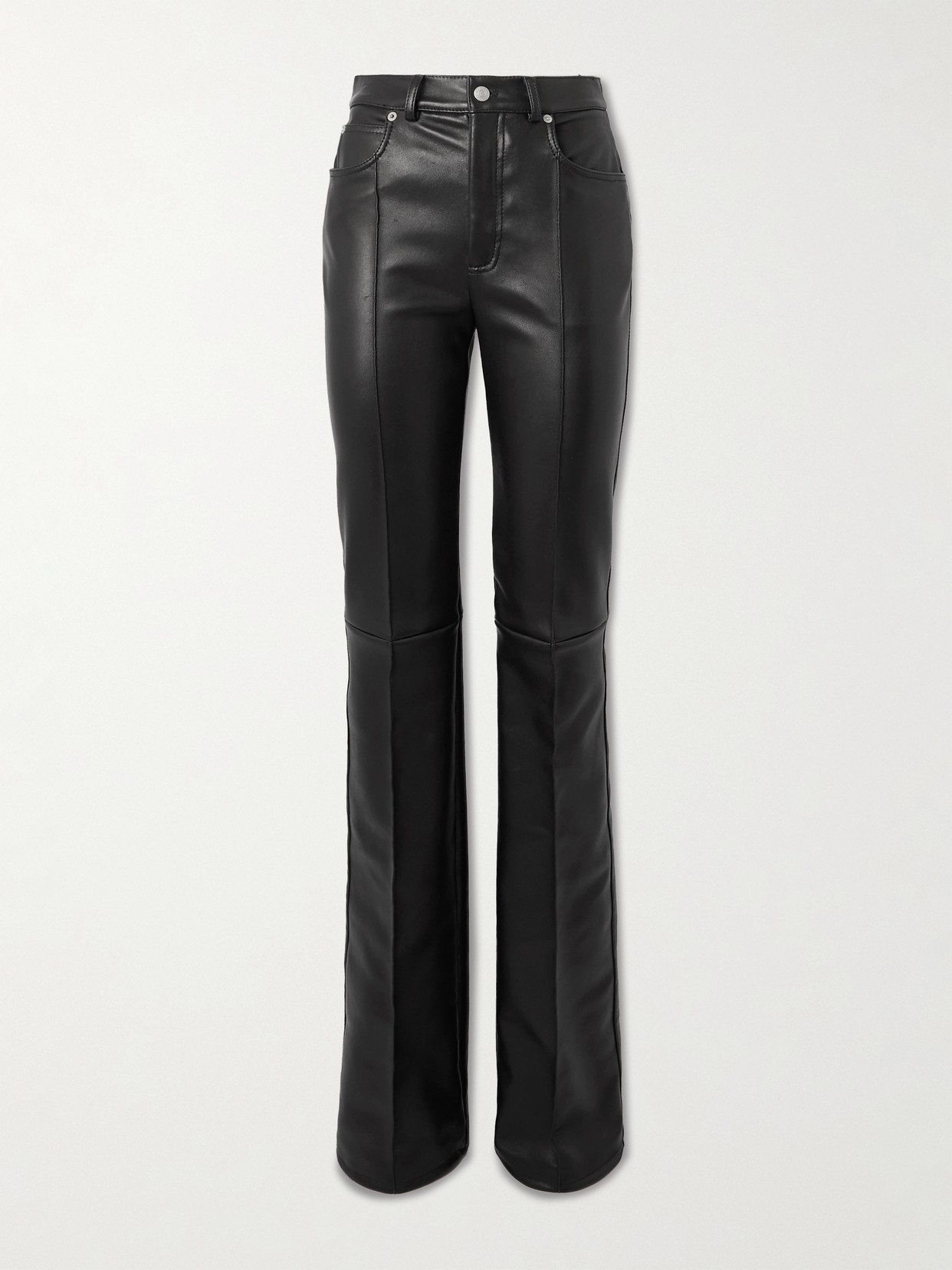 Alexander McQueen - Paneled Leather Flared Pants - Black