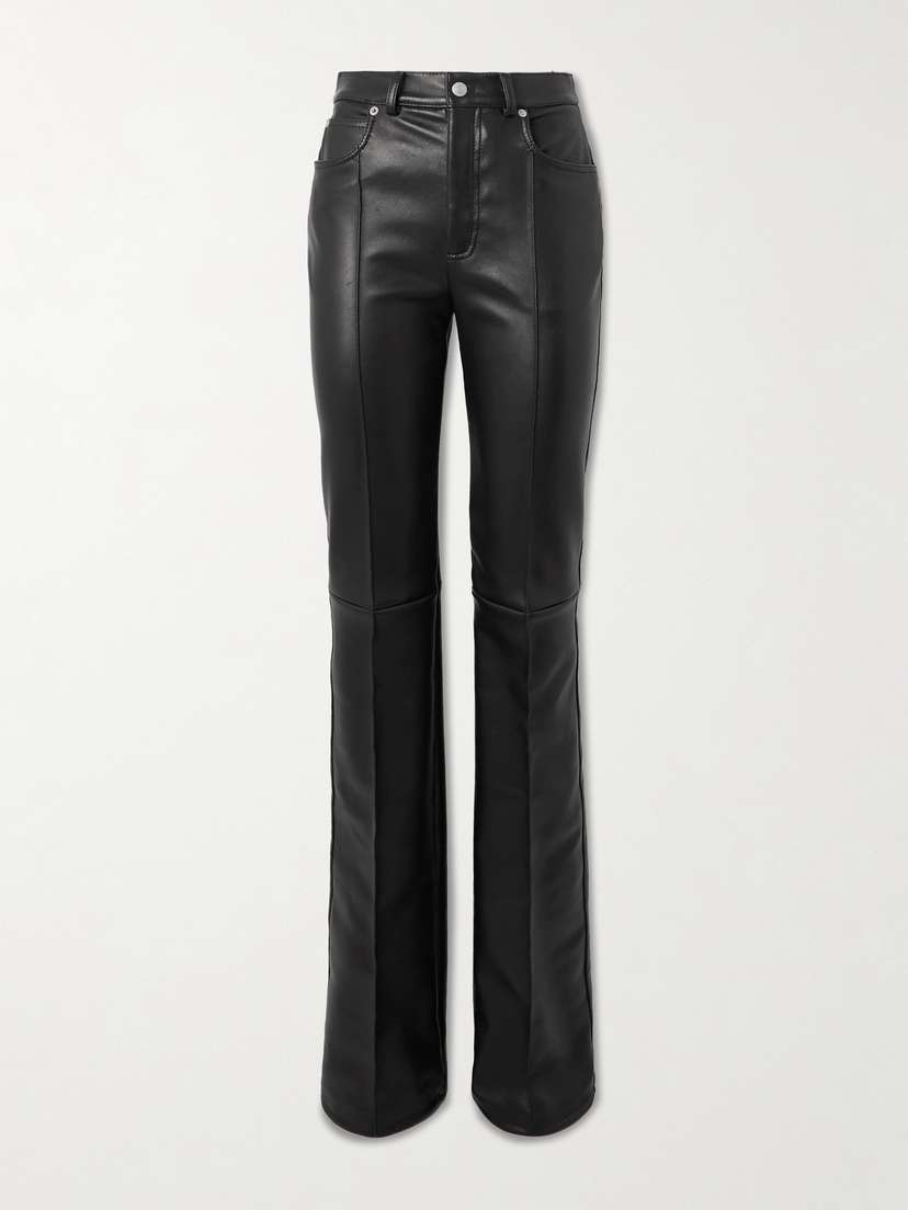 McQueen Paneled Leather Flared Pants