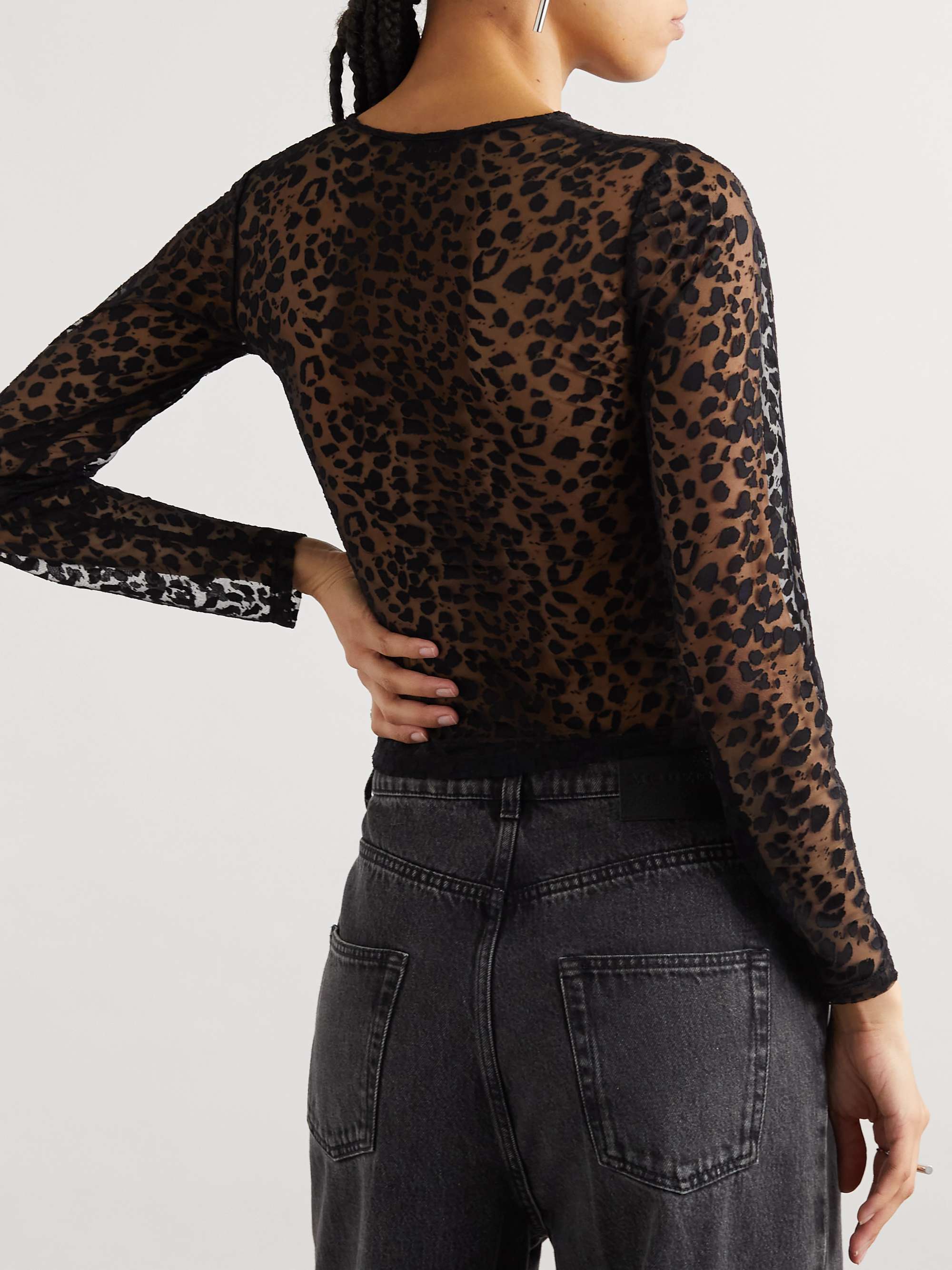 MCQUEEN Leopard-print dévoré-velvet top | NET-A-PORTER