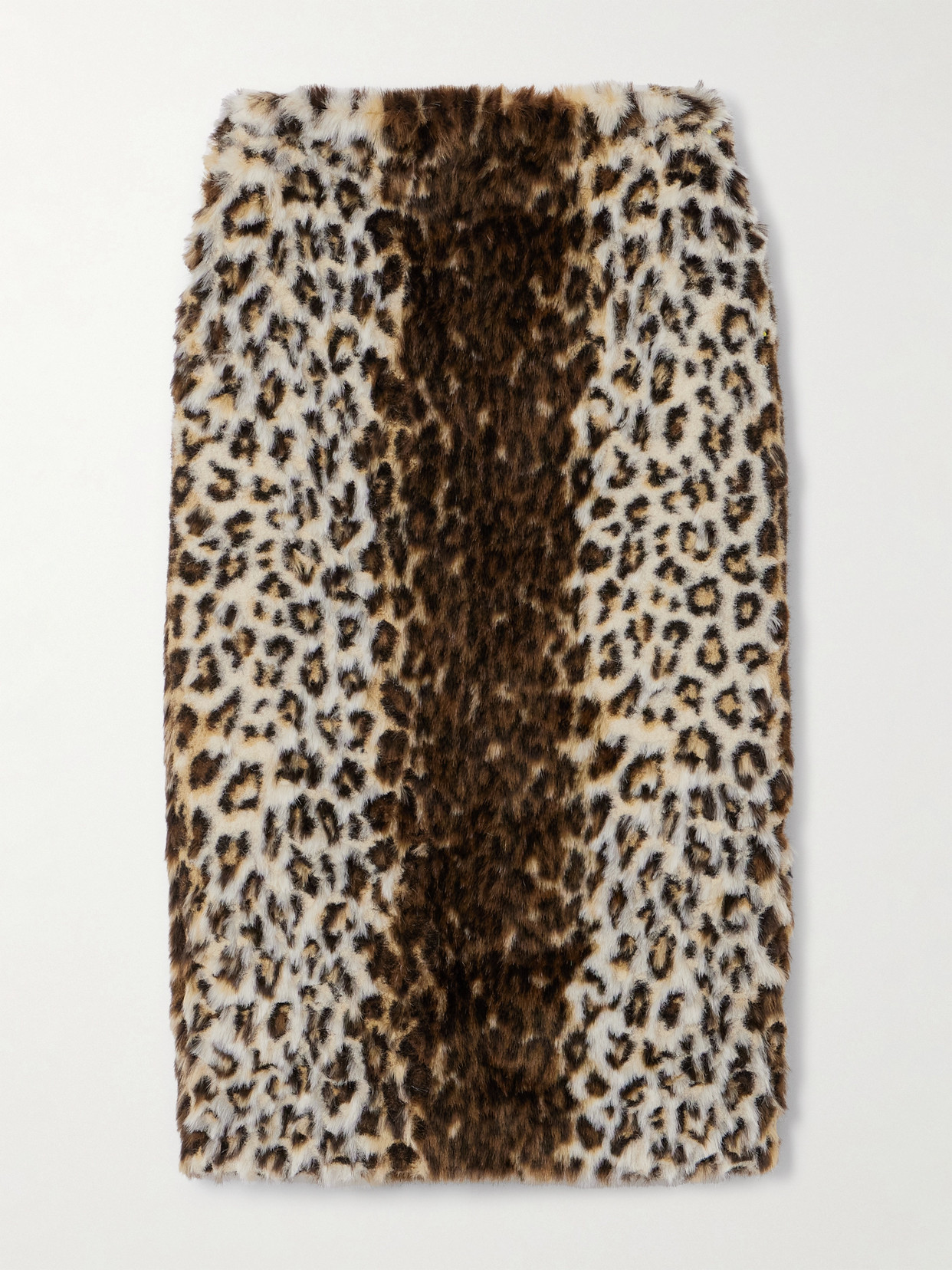 ALEXANDER MCQUEEN LEOPARD-PRINT FAUX FUR MIDI SKIRT