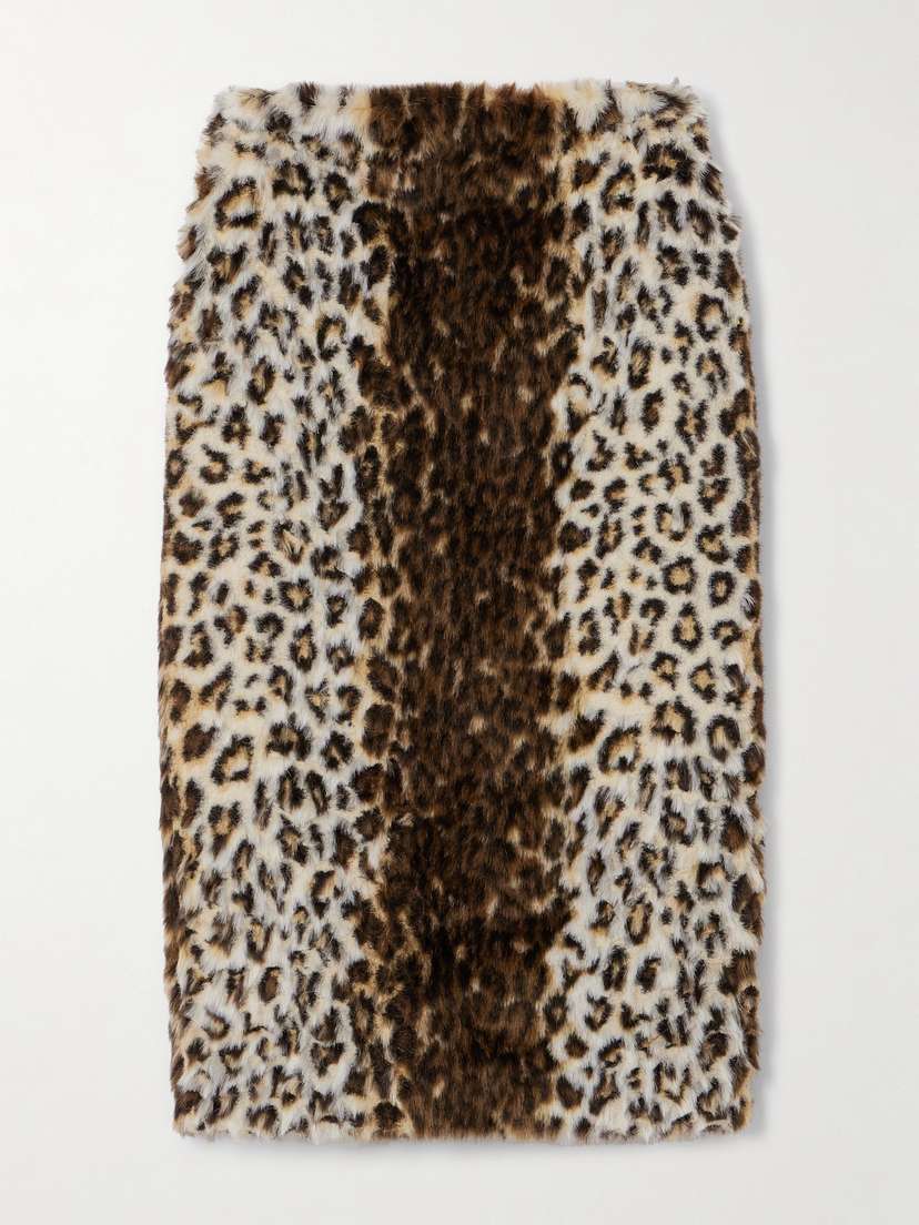 McQueen Leopard-print Faux Fur Midi Skirt
