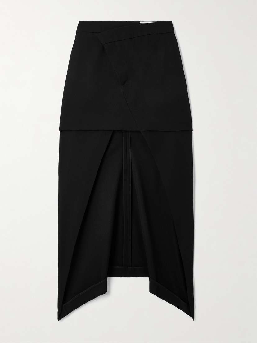 McQueen Wrap-effect Wool Midi Skirt