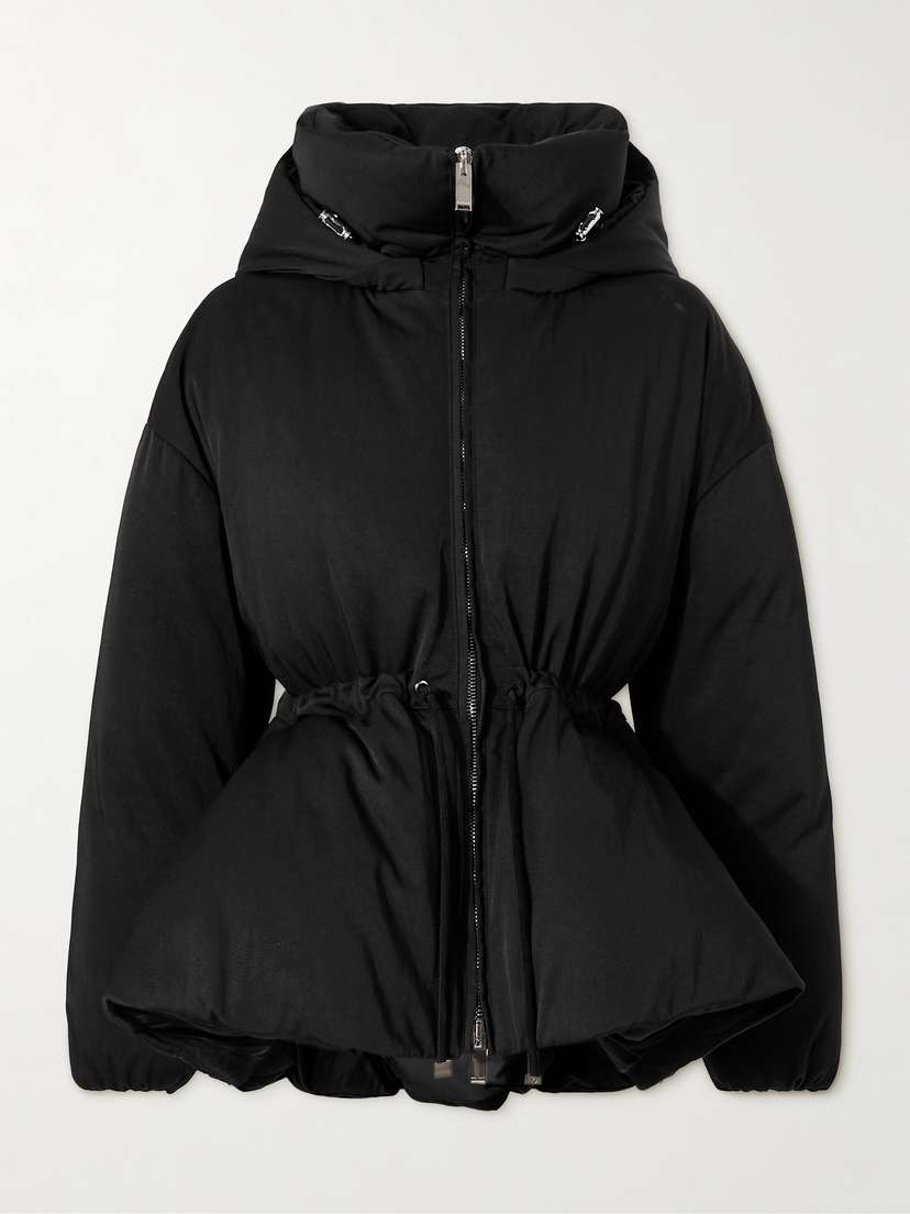 McQueen Hooded Padded Shell Peplum Jacket