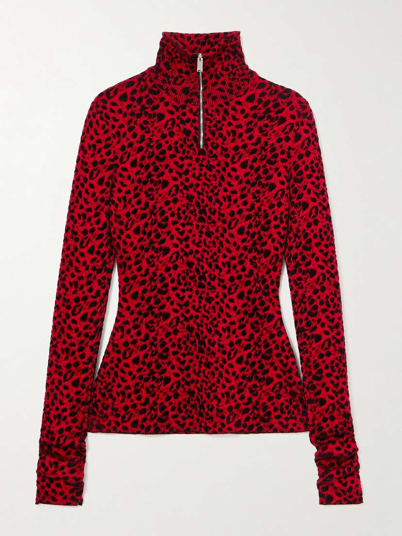 Alexander McQueen Leopard-print Jersey Turtleneck Sweater