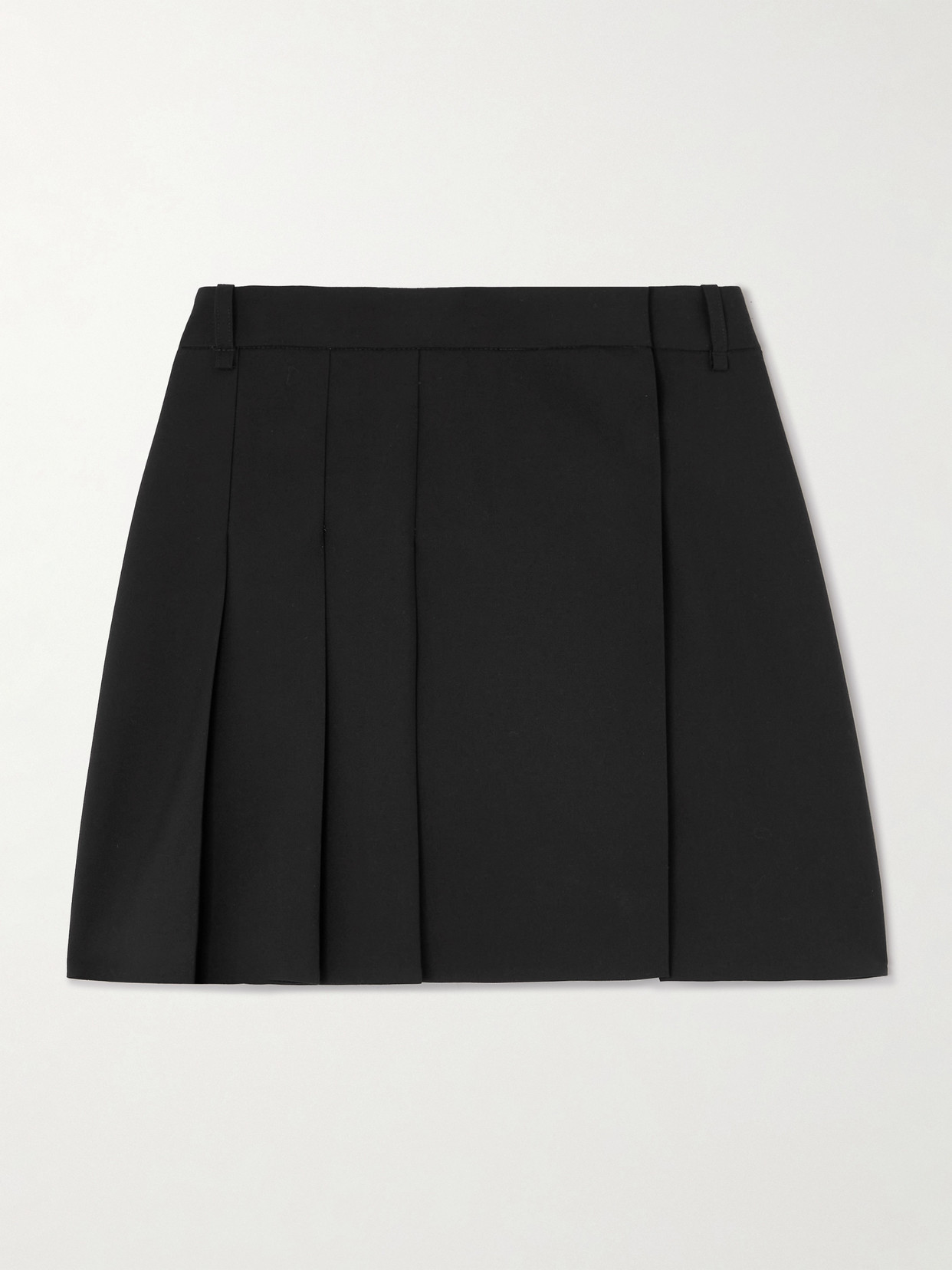 Alexander Mcqueen Frayed Pleated Wool-twill Mini Wrap Skirt In Black