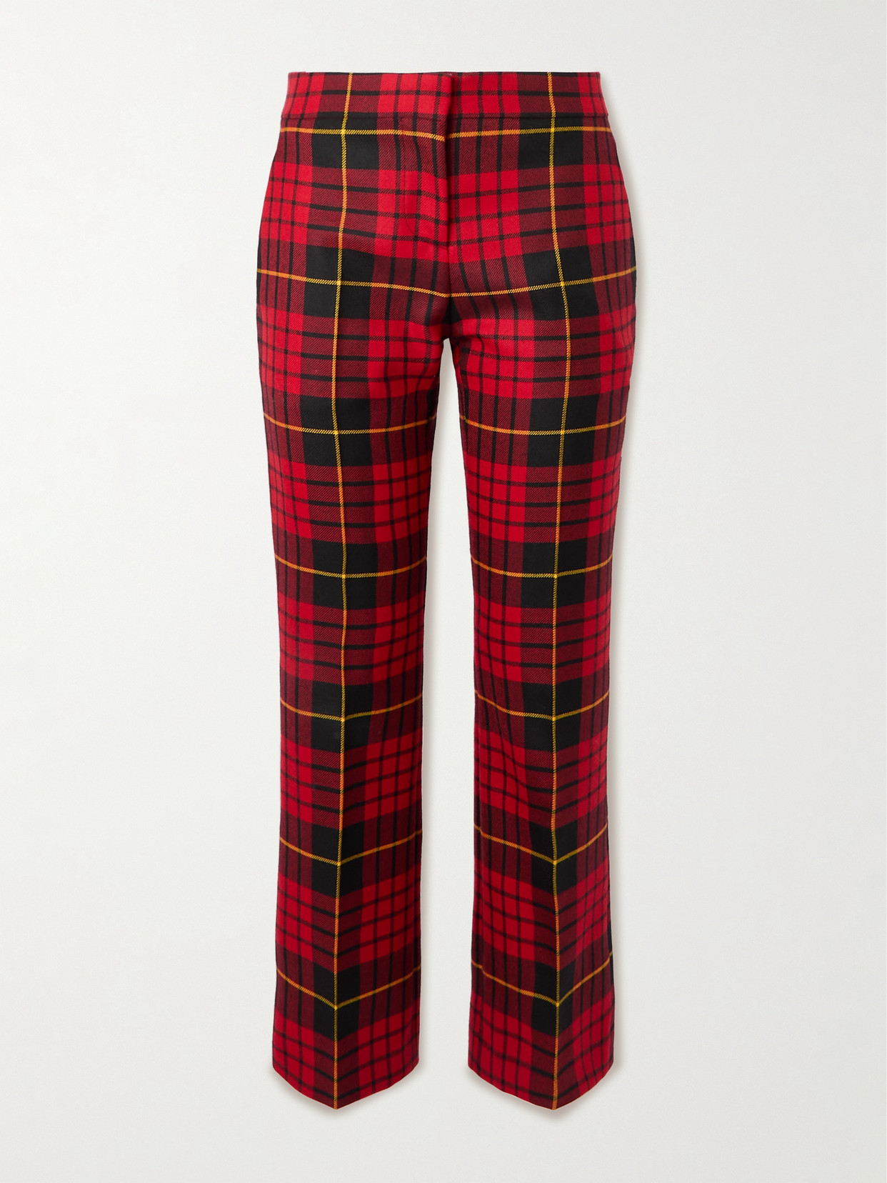 Alexander Mcqueen Tartan Wool Flared Pants In Red