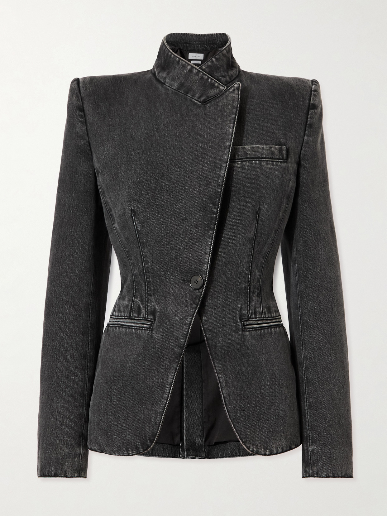 Alexander McQueen - Asymmetric Denim Blazer - Black