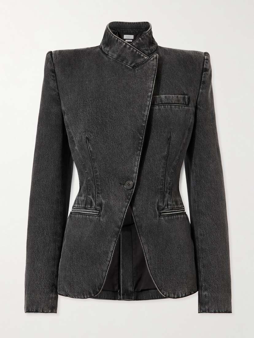 McQueen Asymmetric Denim Blazer