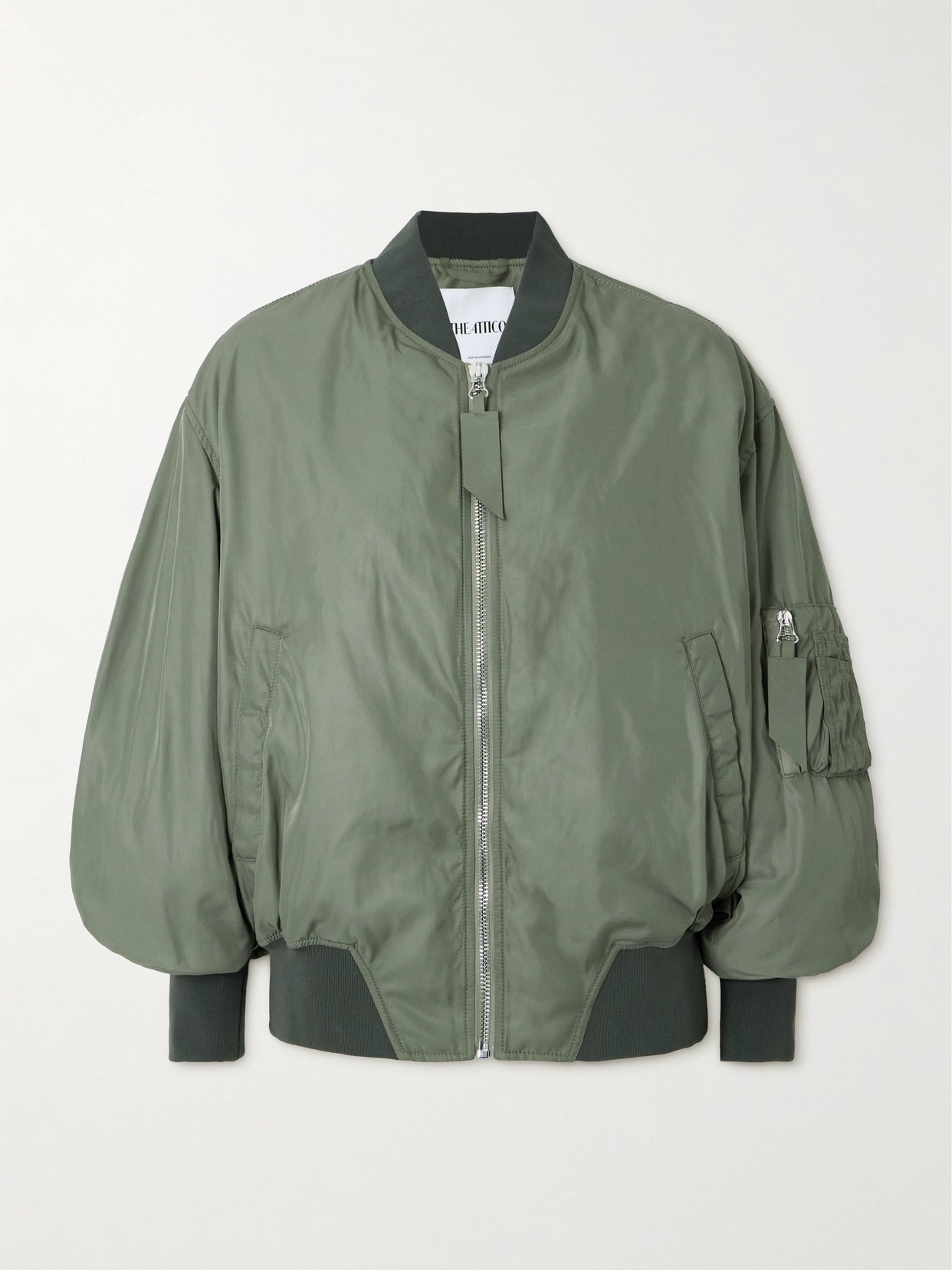 The Attico - Padded Satin-twill Bomber Jacket - Green