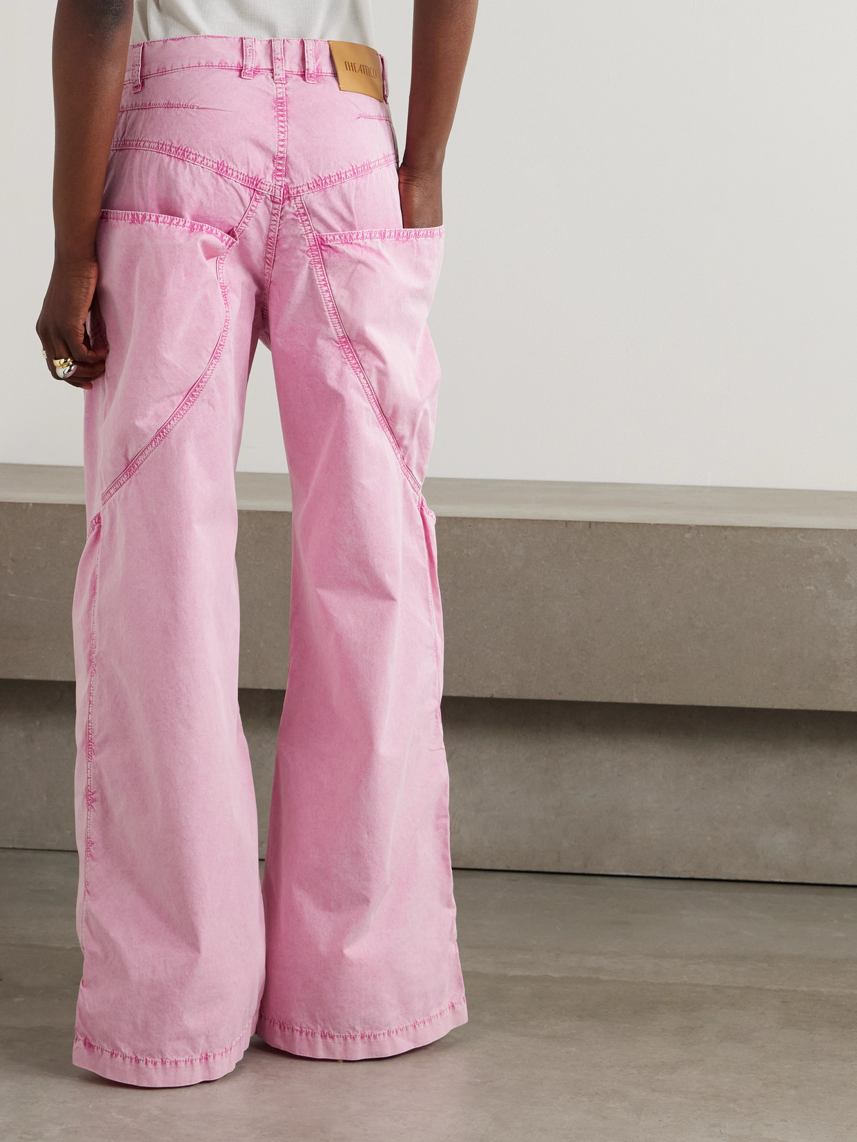 Attico Paneled Low-rise Wide-leg Jeans In Pink