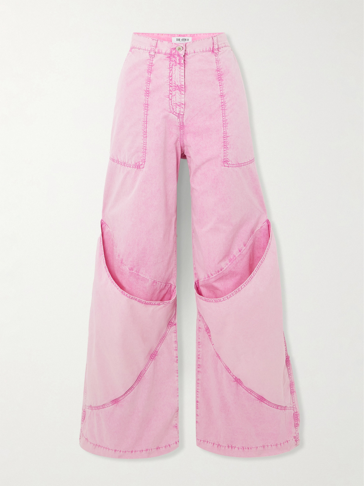 Attico Paneled Low-rise Wide-leg Jeans In Pink