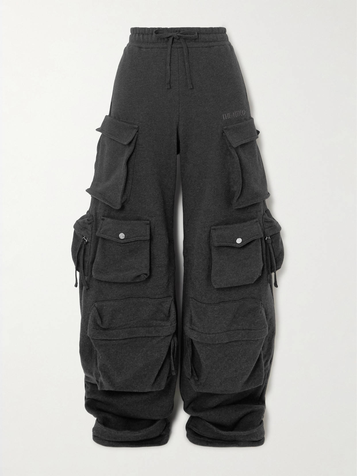 Attico Fern Cotton-fleece Straight-leg Pants In Black
