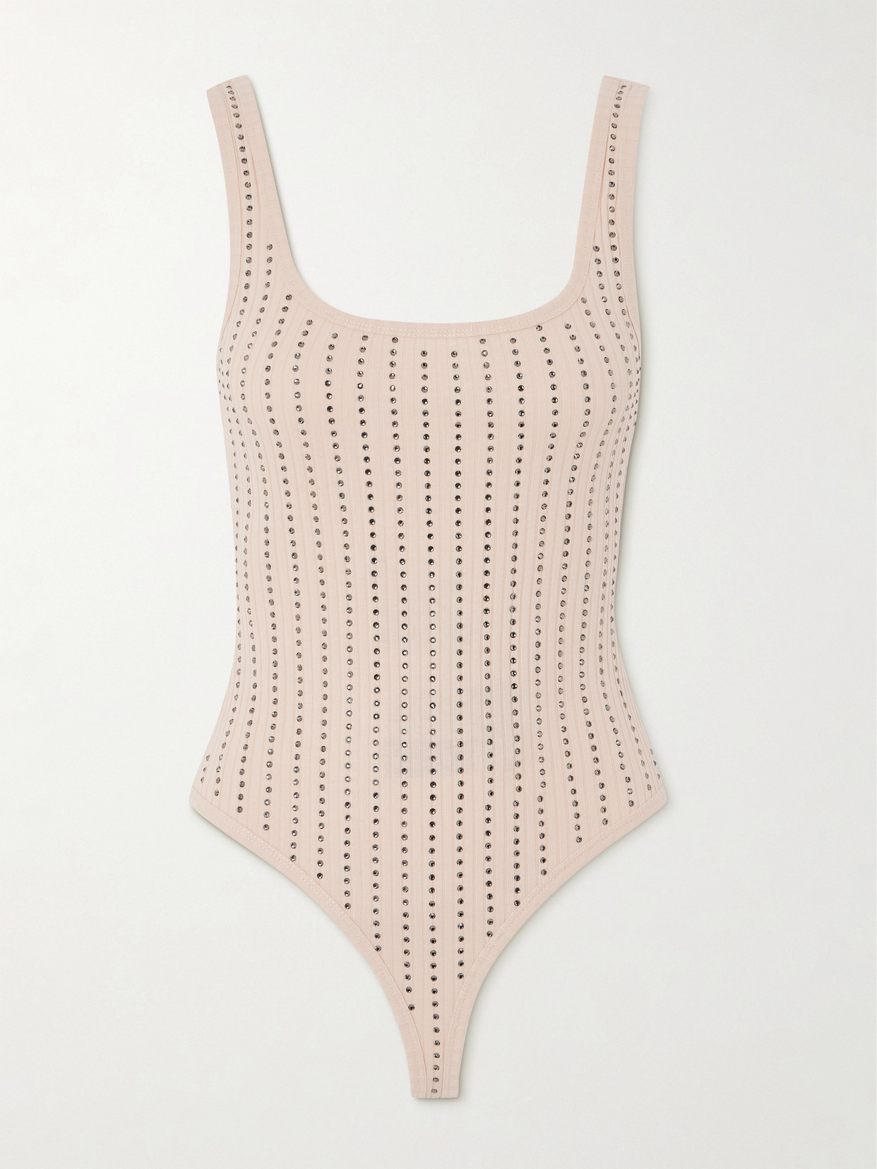 Attico Strass Bodysuit With Geometrical Cuts In Ecru