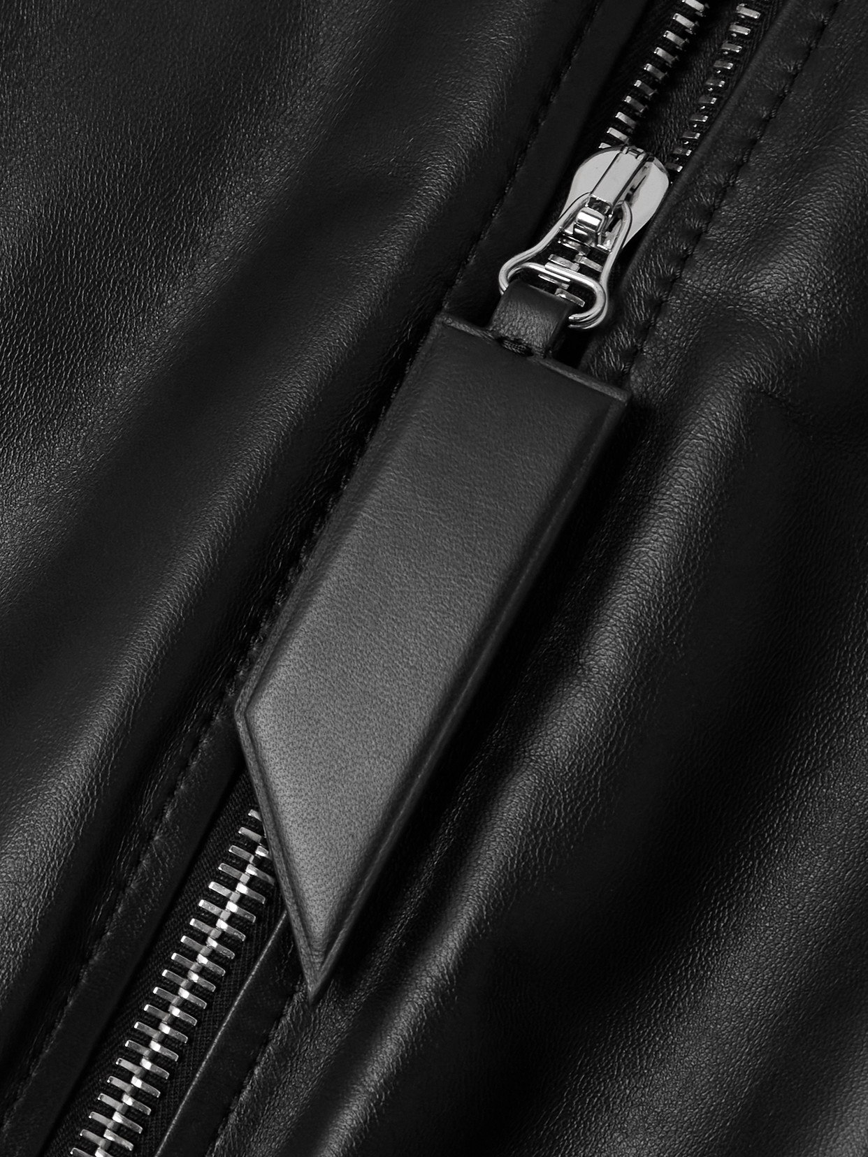 Attico Leather Bomber Jacket In Black