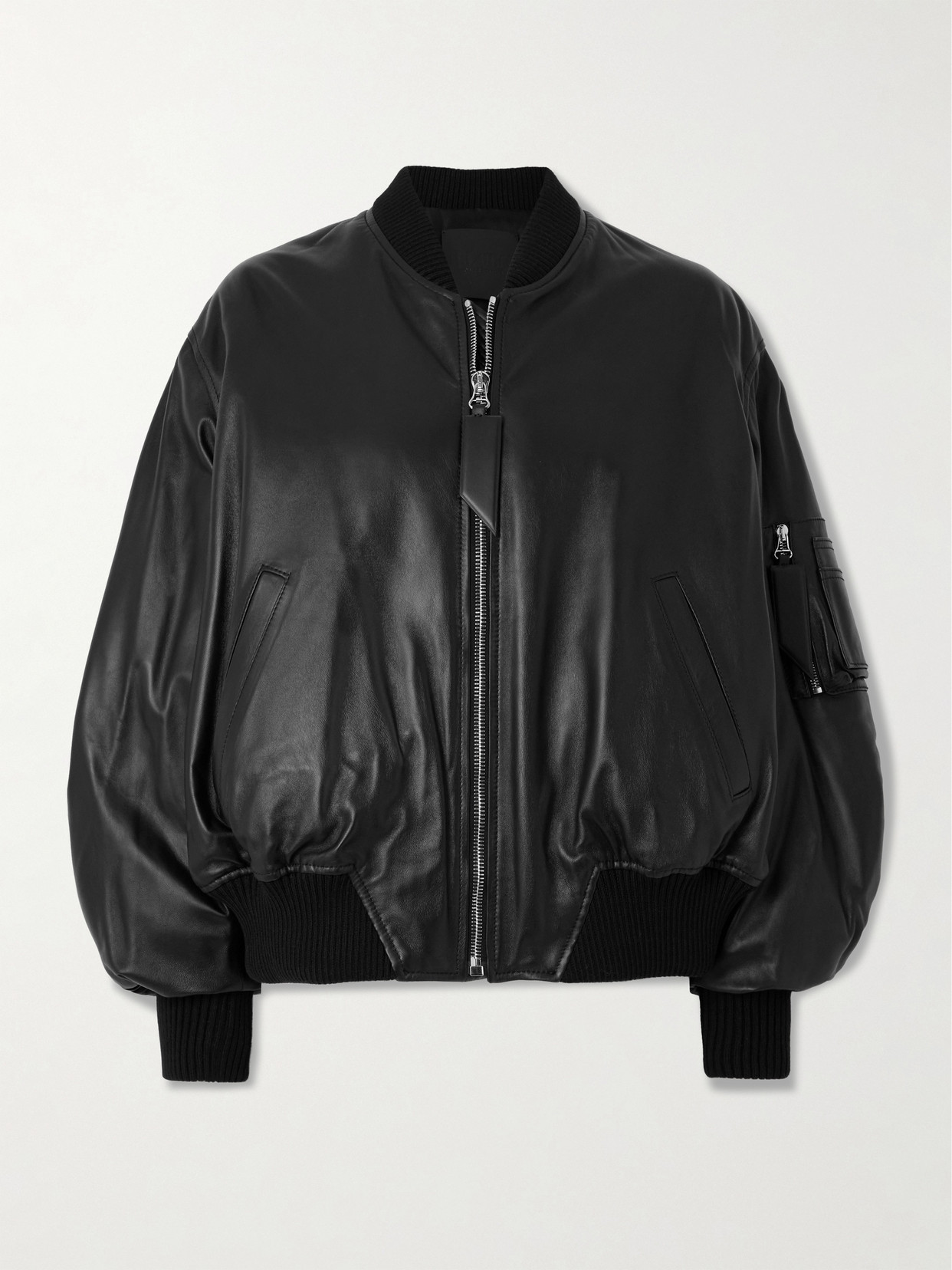 Attico Bomber Jacket With Bishop Sleeves In Black