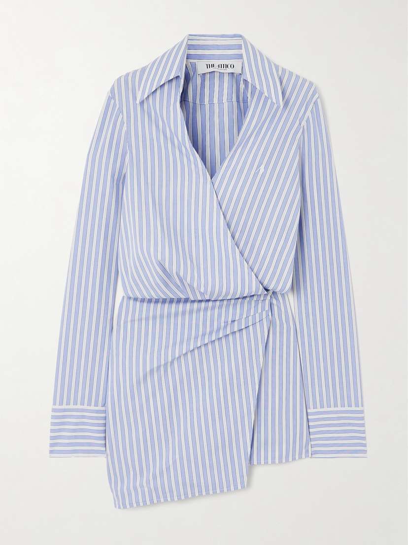 The Attico Striped Cotton-poplin Mini Dress