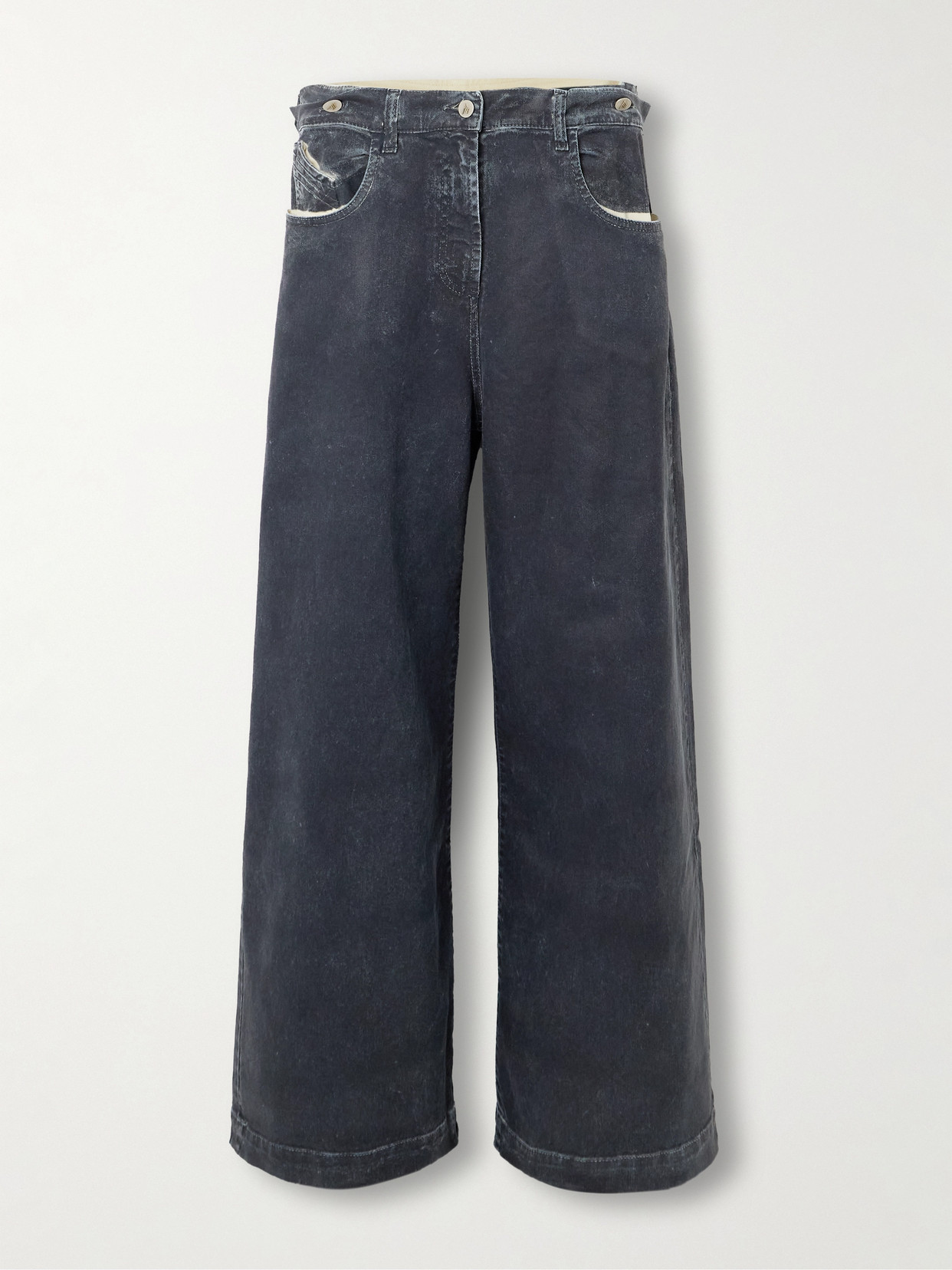 Attico Coated Boyfriend Jeans In Blue