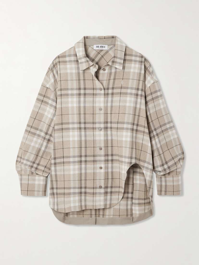 The Attico Checked Cotton-blend Flannel Shirt
