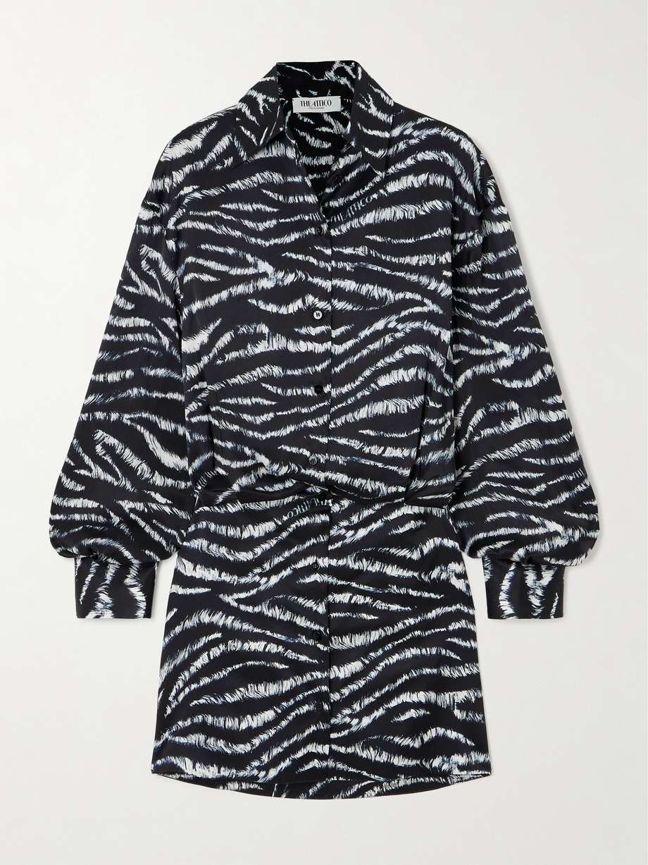 silvye printed satin mini shirt dress