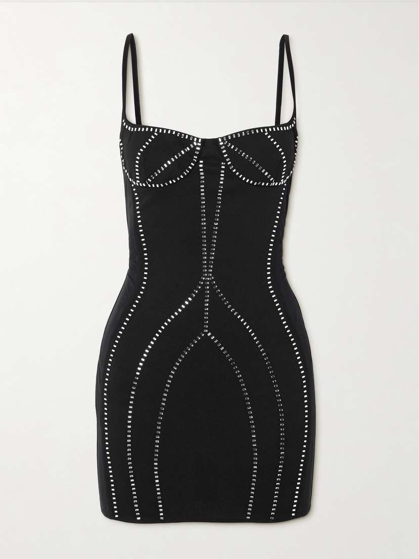 The Attico Crystal-embellished Jersey Mini Dress