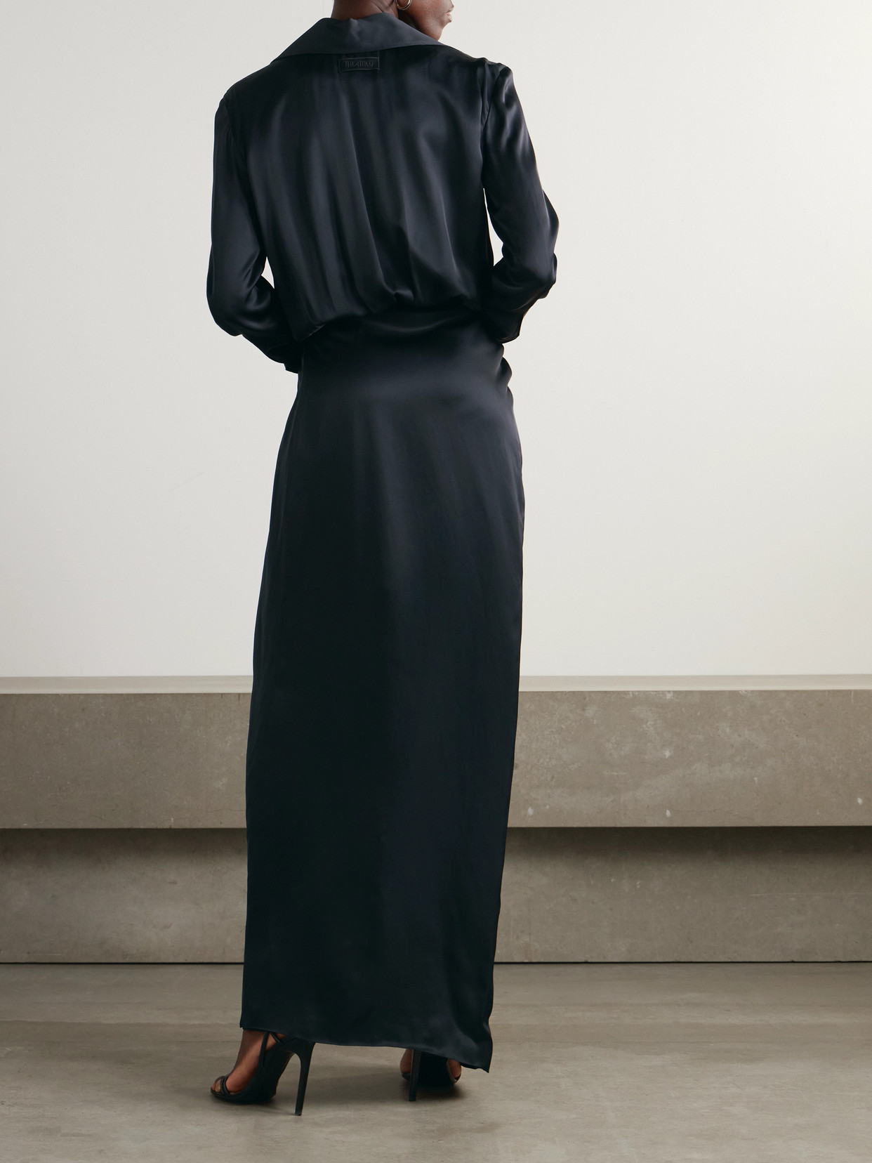 Attico Long-sleeved Viscose Maxi Dress In Black