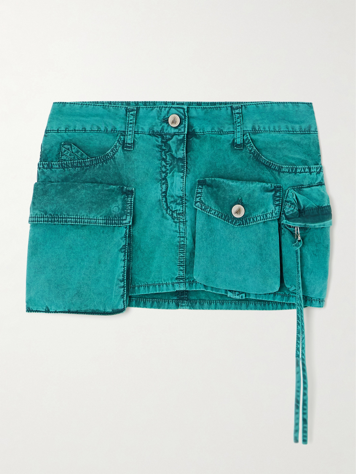 Attico Mini Skirt With Distressed Finish And Pockets In Blue