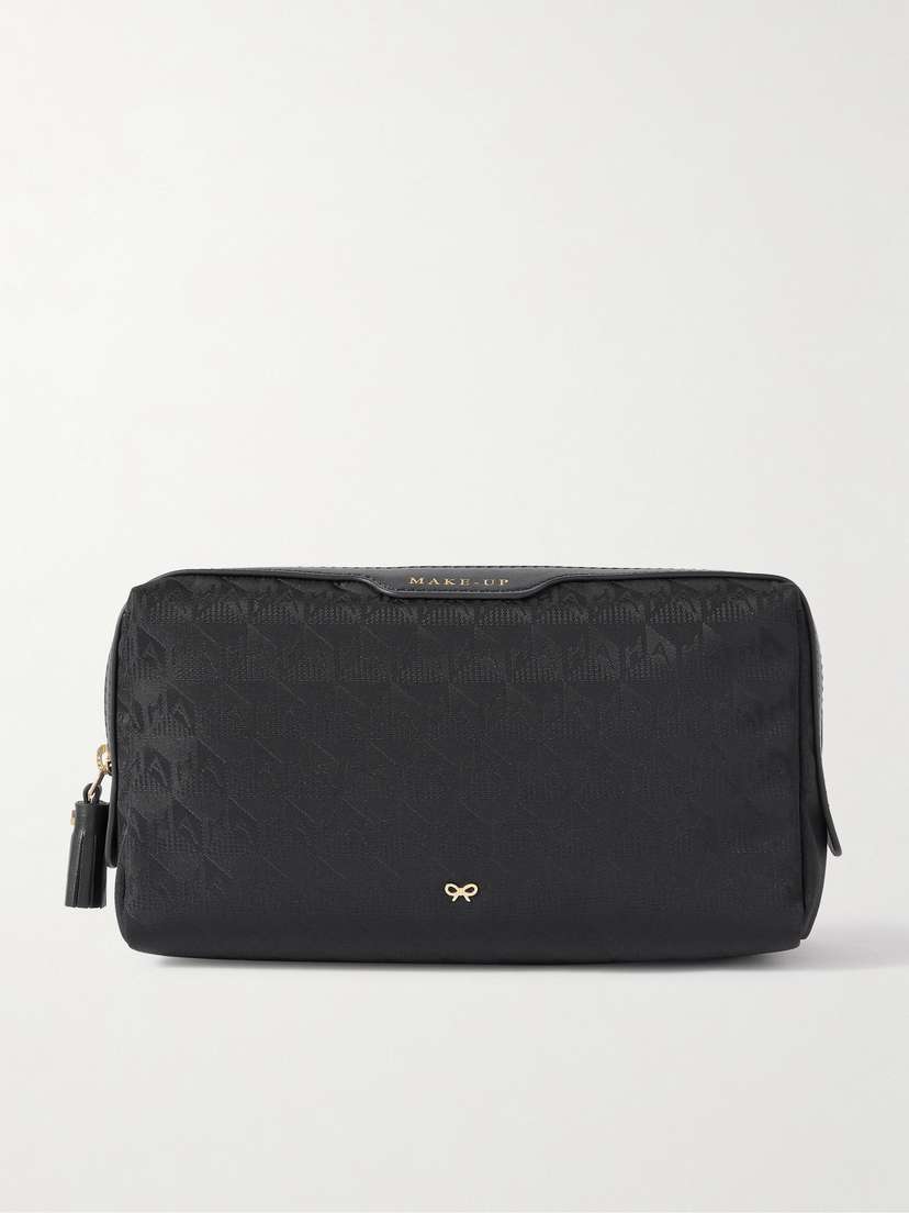 Anya Hindmarch Small Makeup Leather-trimmed Econyl®-jacquard Cosmetics Case