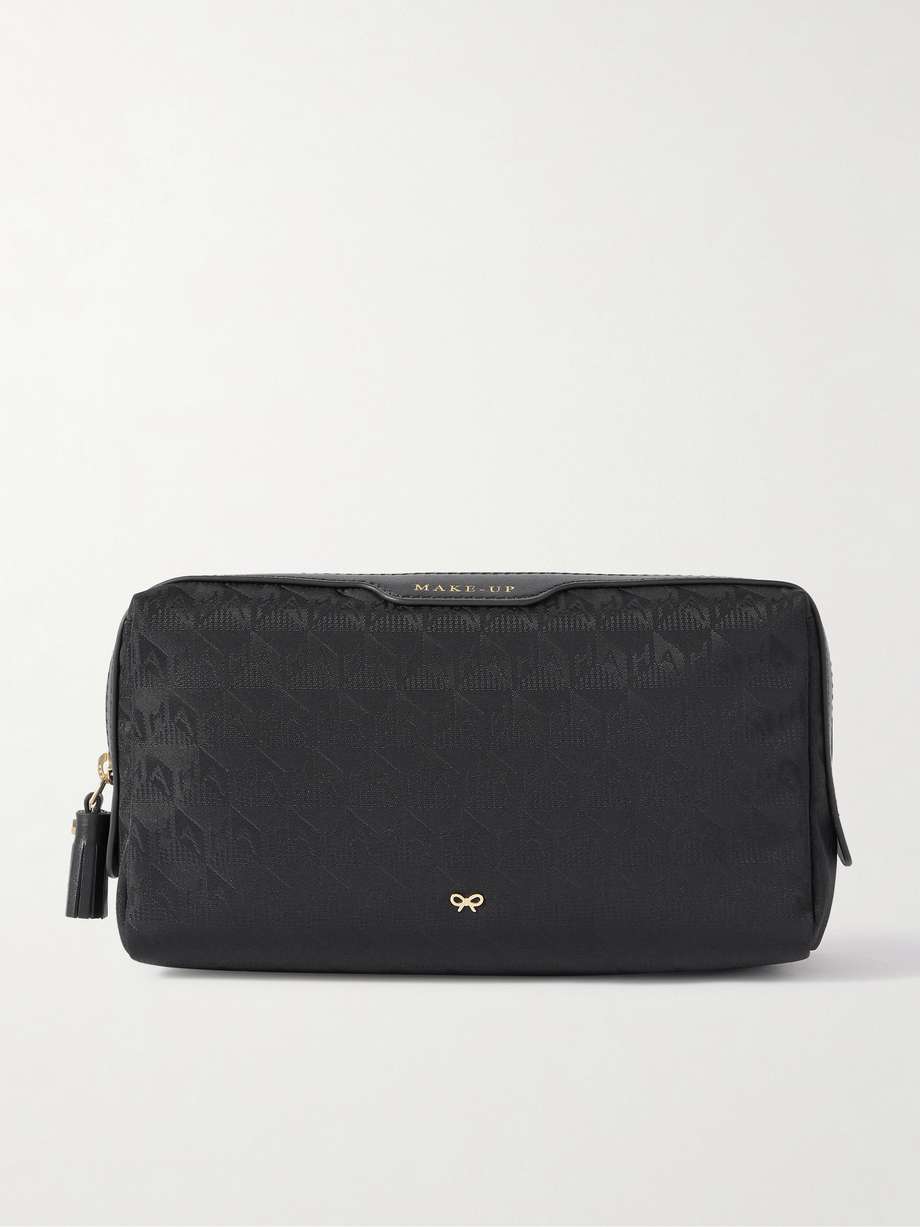 ANYA HINDMARCH Small Makeup 皮革边饰 ECONYL® 再生尼龙提花美妆包 | NET-A-PORTER