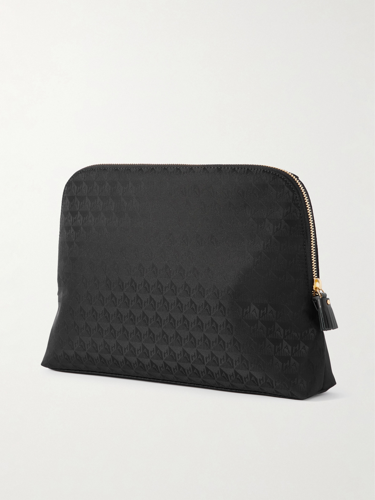 Anya Hindmarch Lotions And Potions Leather-trimmed Jacquard Cosmetics Case In Black