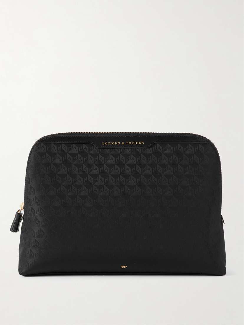 Anya Hindmarch Lotions And Potions Leather-trimmed Jacquard Cosmetics Case