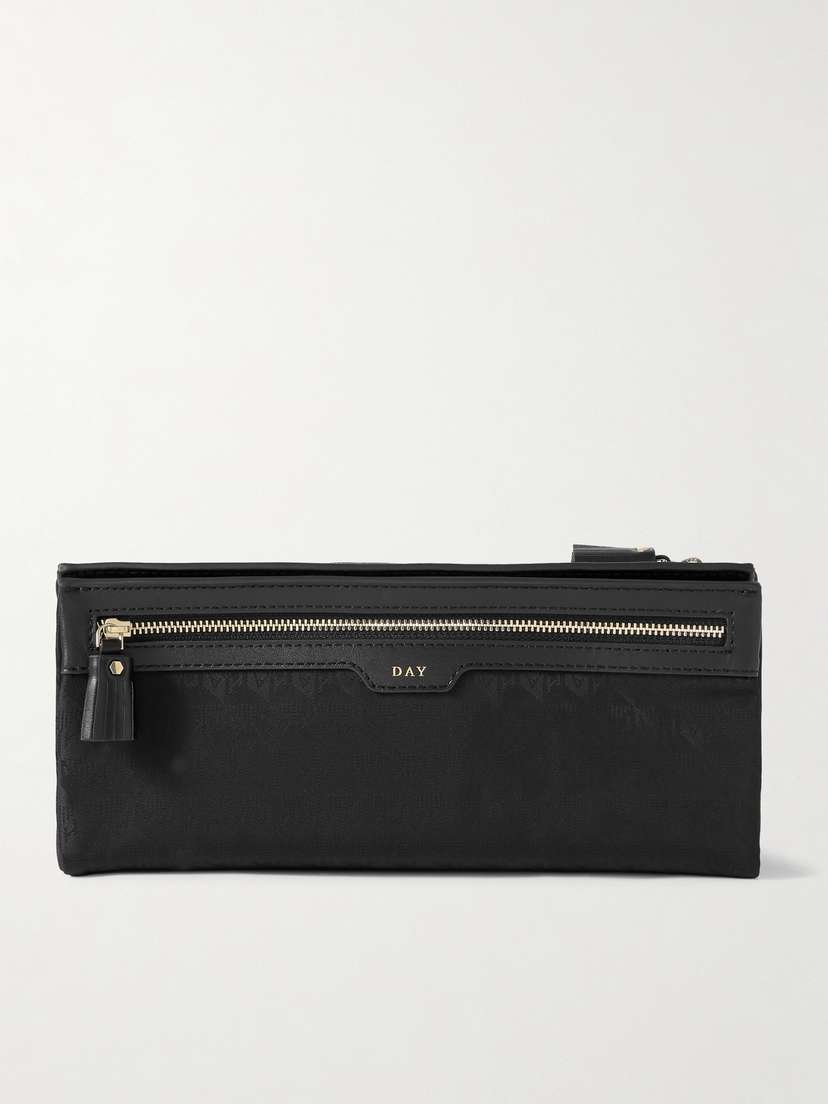 Anya Hindmarch Night And Day Leather-trimmed Nylon-jacquard Cosmetics Case