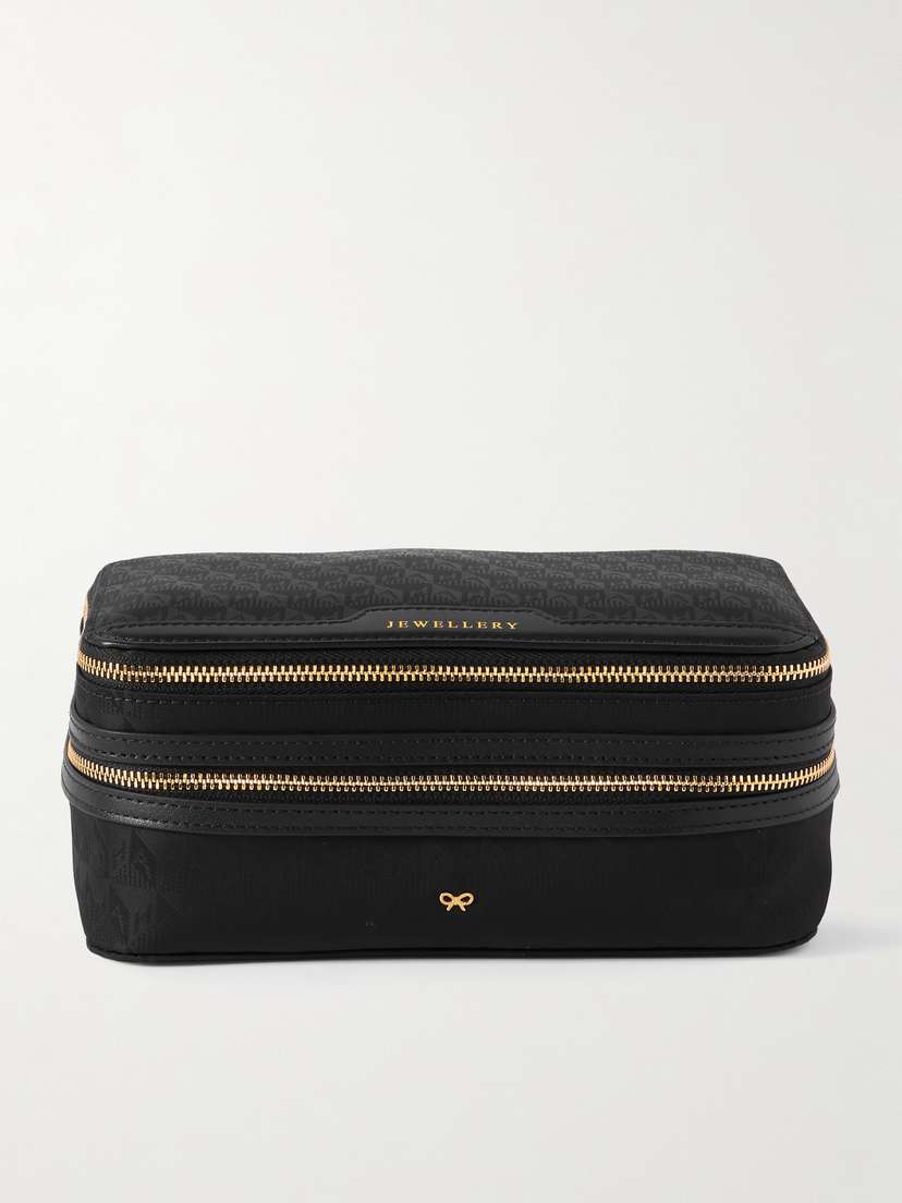 Anya Hindmarch Leather-trimmed Jacquard Jewelry Case