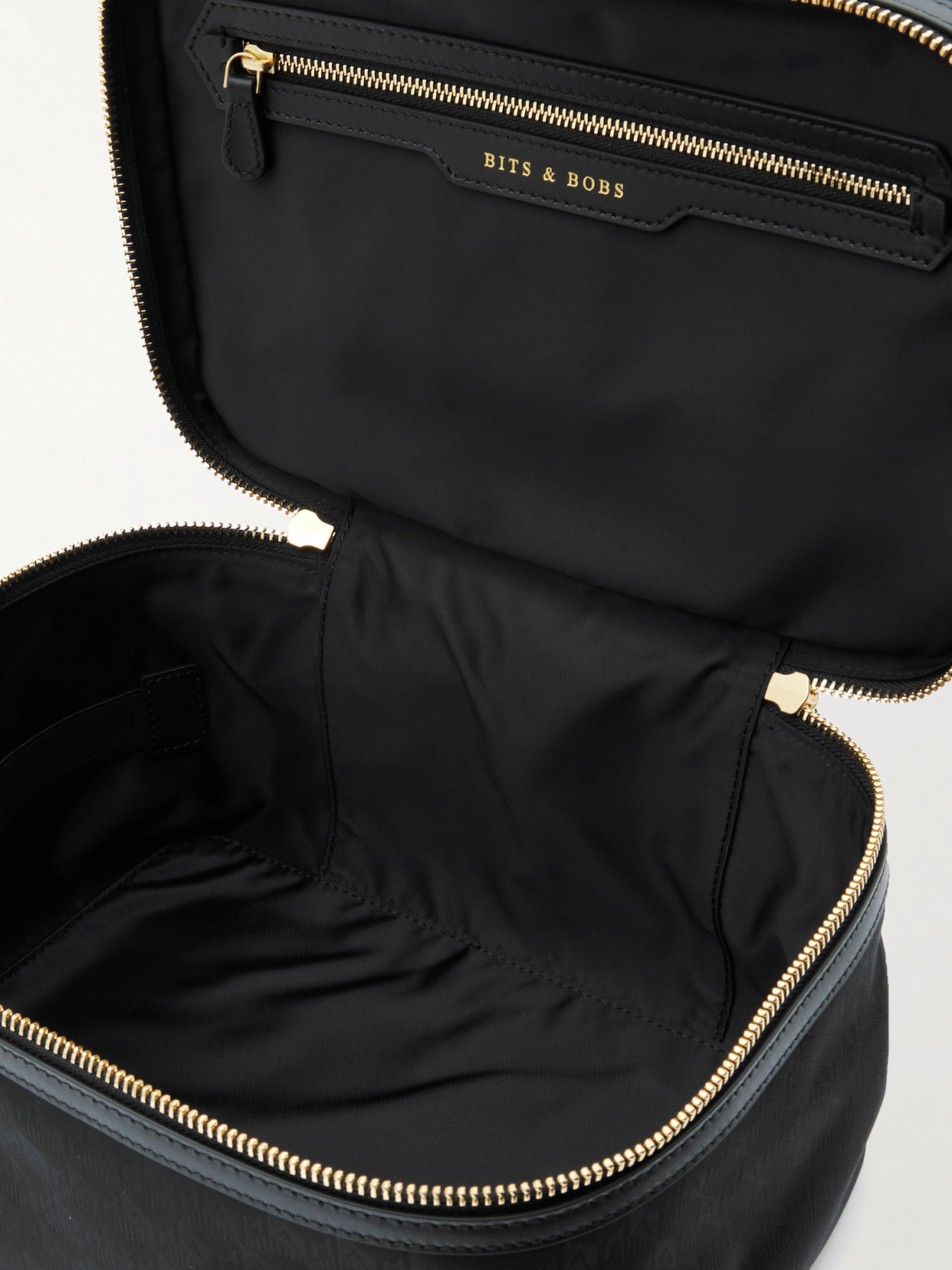 Shop Anya Hindmarch Vanity Kit Leather-trimmed Jacquard Cosmetics Case In Black