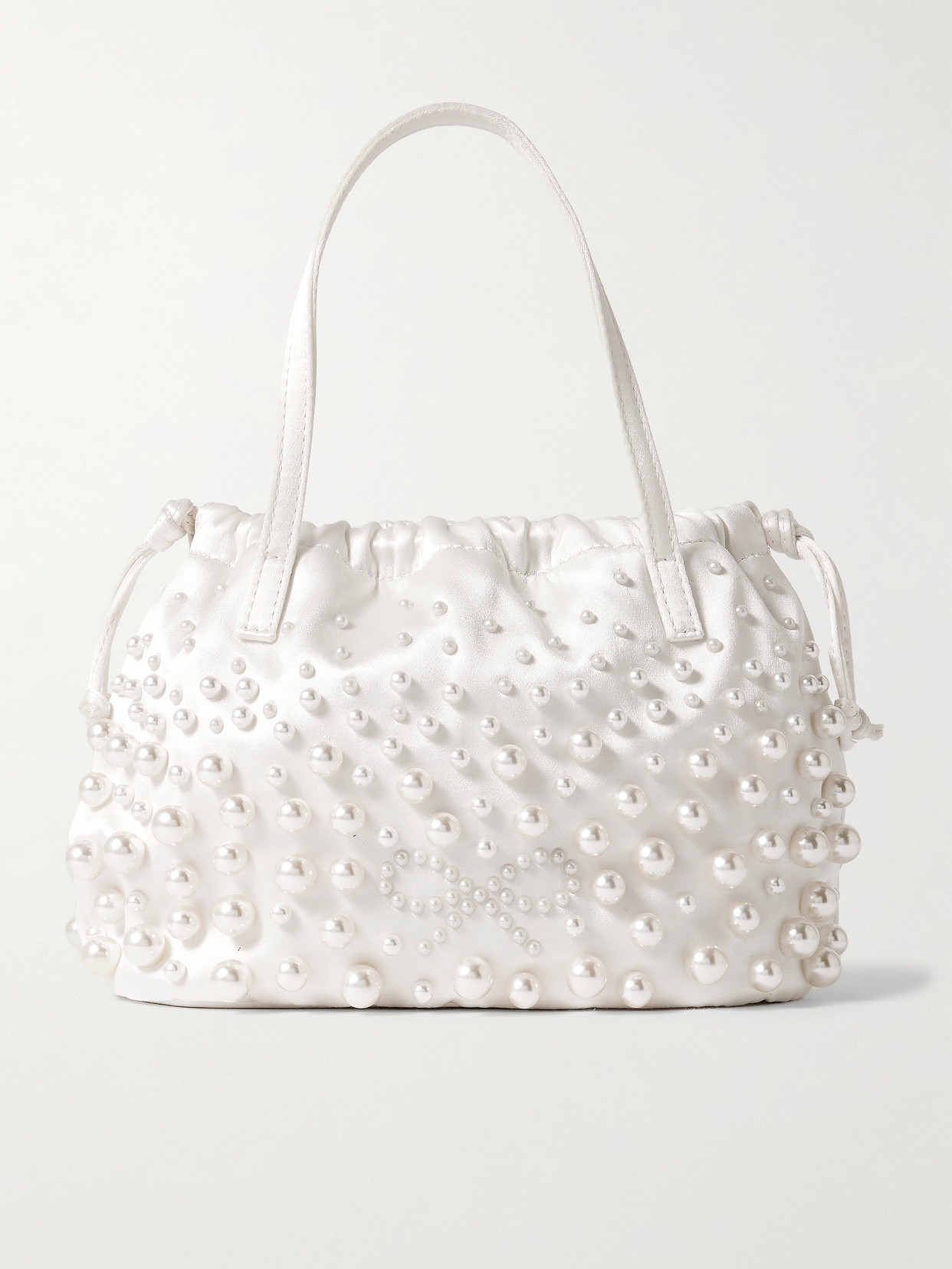 Anya Hindmarch Bead-embellished Satin Pouch In White