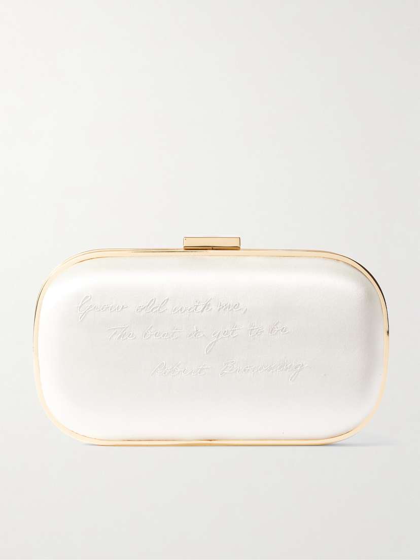 Anya Hindmarch Marano Grow Old With Me Embroidered Satin Clutch