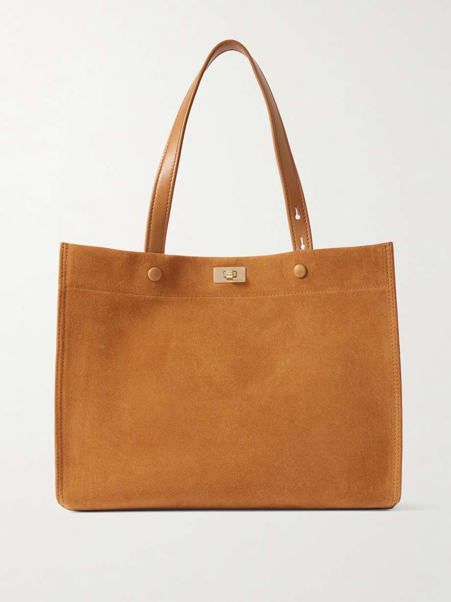 ANYA HINDMARCH Mortimer 皮革绒面革小号手提包 | NET-A-PORTER