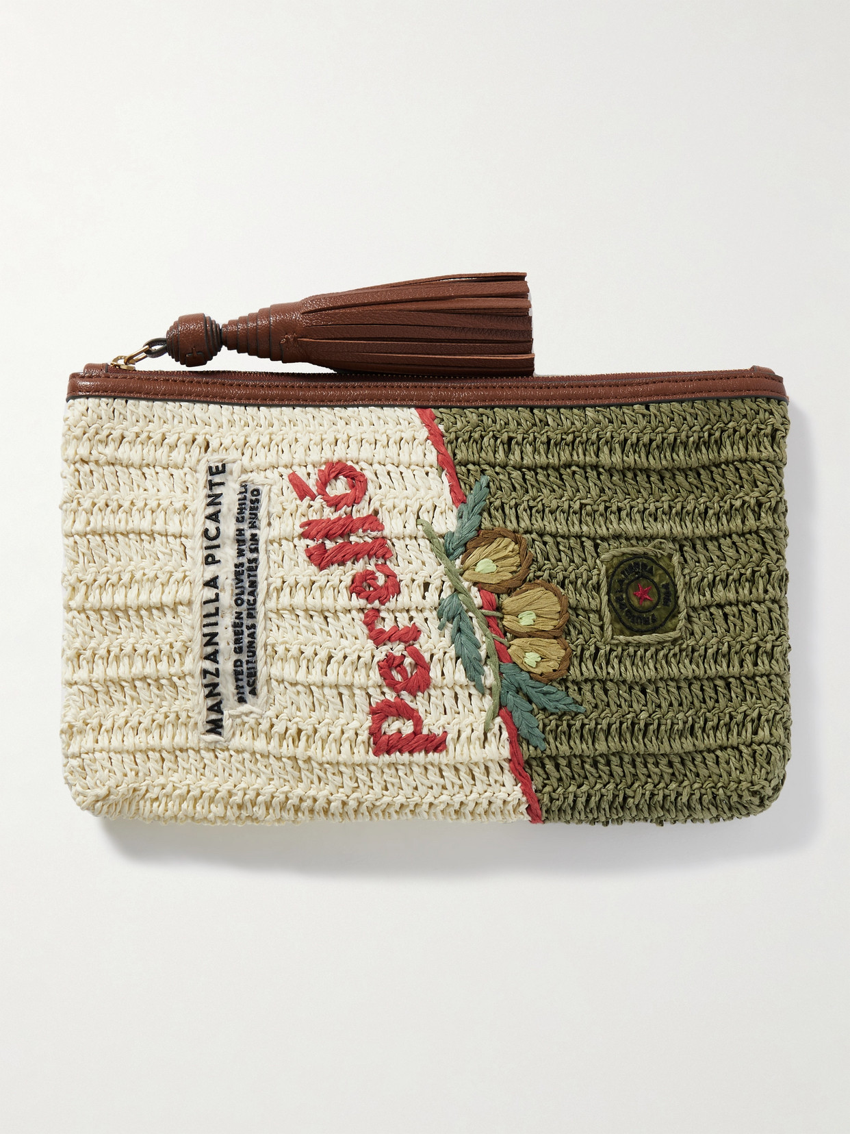 Anya Hindmarch Perelló Tasseled Raffia Pouch In Neutrals