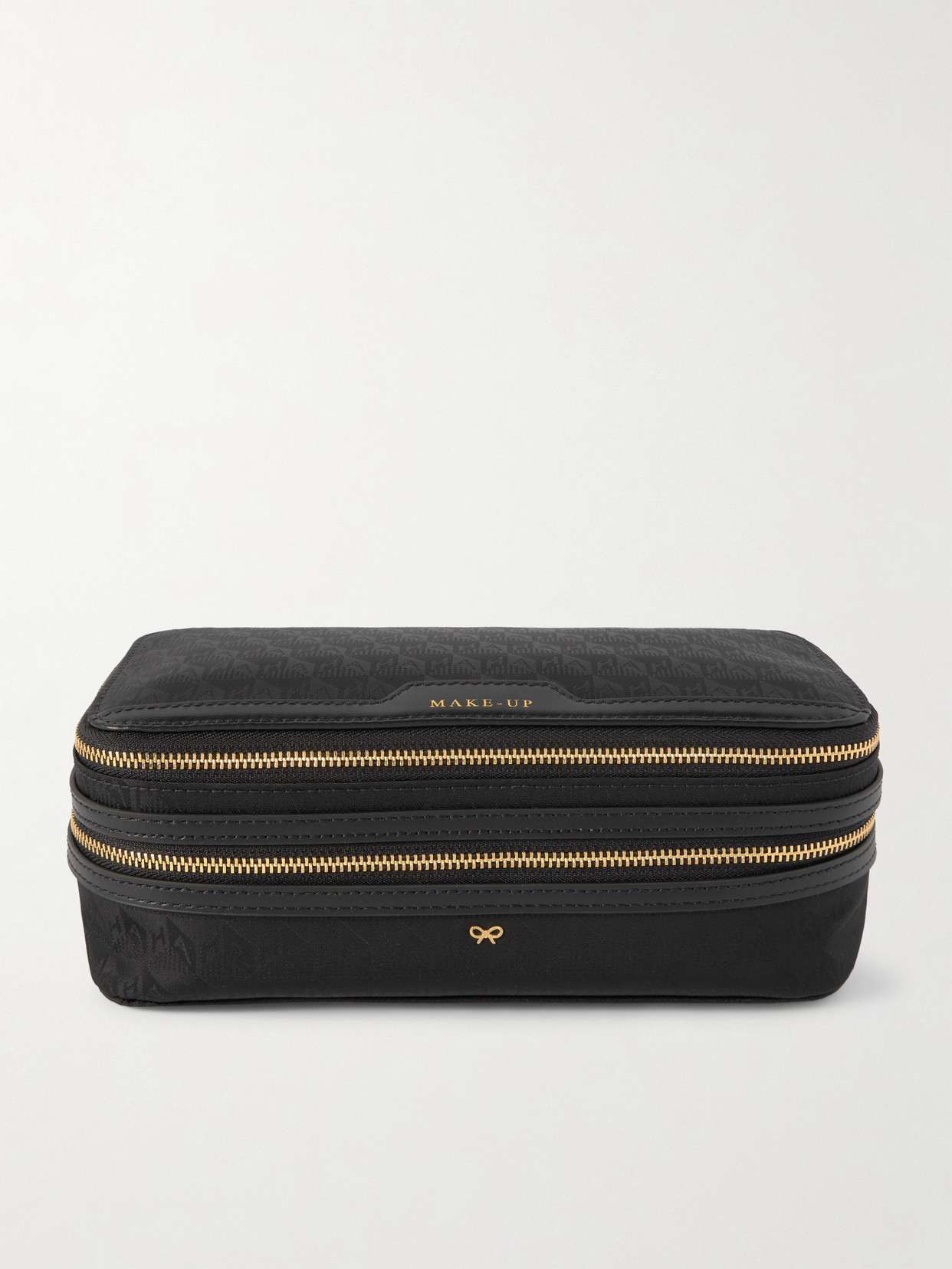 Anya Hindmarch - Make-up Leather-trimmed Jacquard Cosmetics Case - Black
