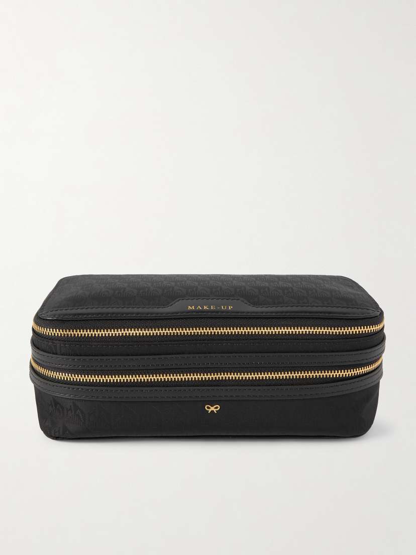 Anya Hindmarch Make-up Leather-trimmed Jacquard Cosmetics Case