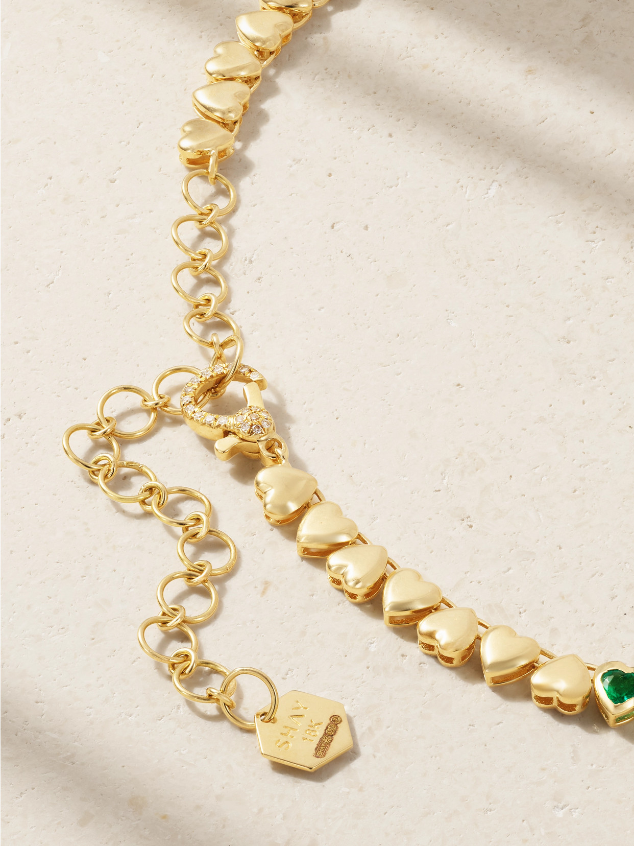 Shay 18-karat Gold, Emerald And Diamond Necklace In Green
