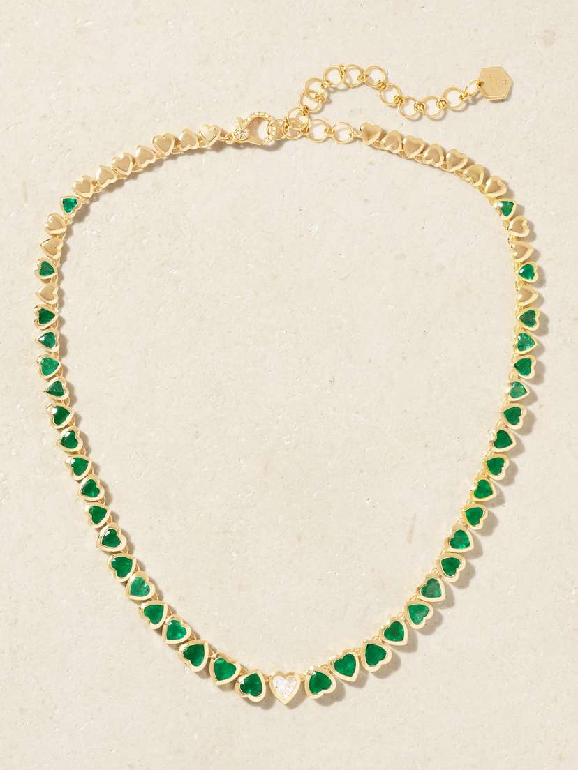 SHAY 18-karat Gold, Emerald And Diamond Necklace