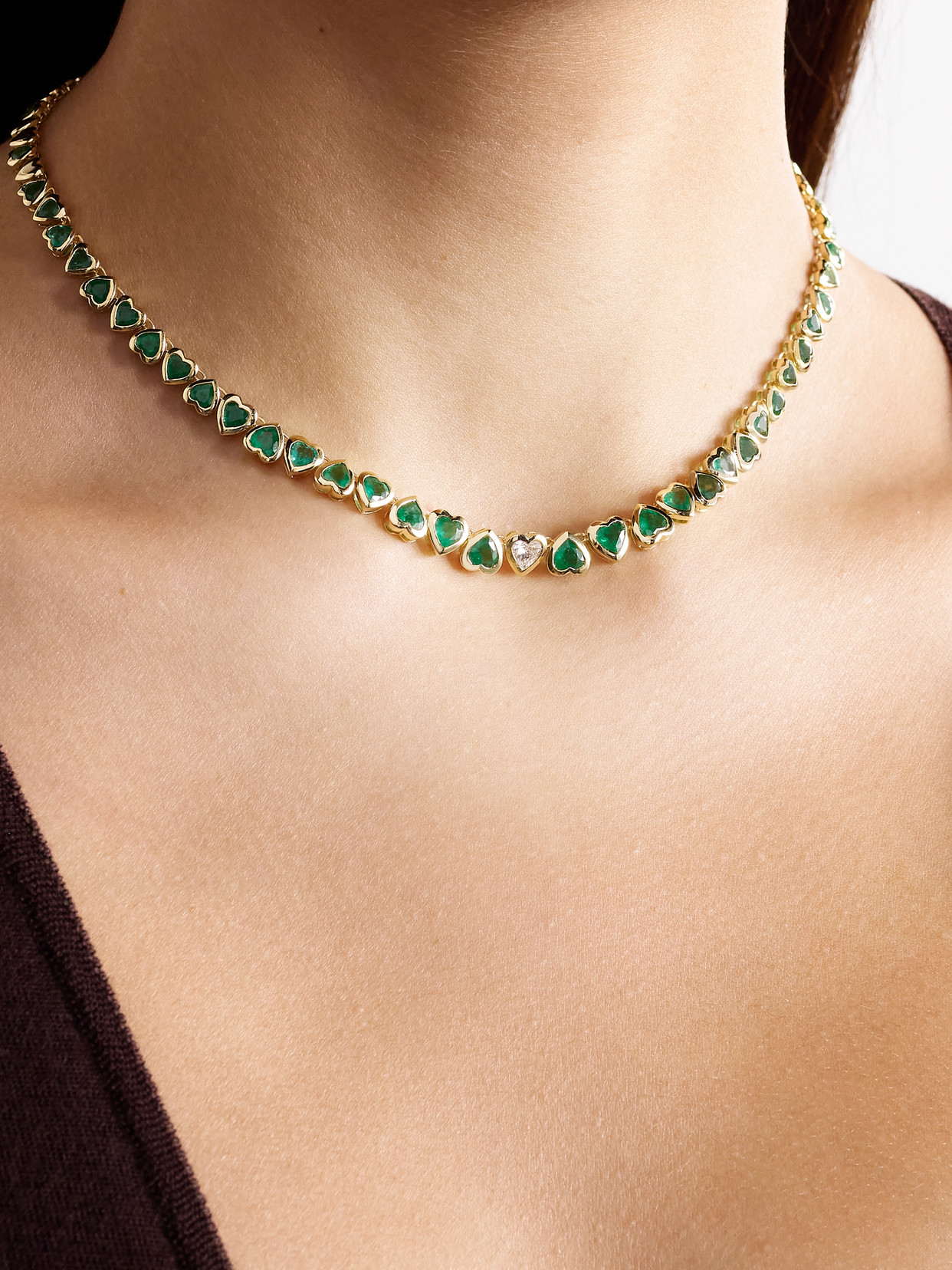 Shay 18-karat Gold, Emerald And Diamond Necklace In Green