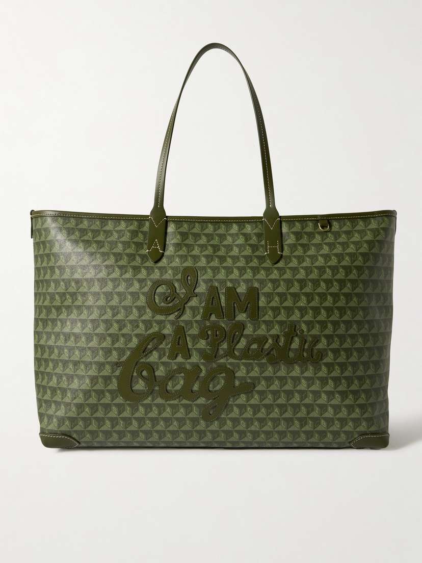 Anya Hindmarch I Am A Plastic Bag Large Leather-trimmed Printed Coated Recycled-canvas Tote