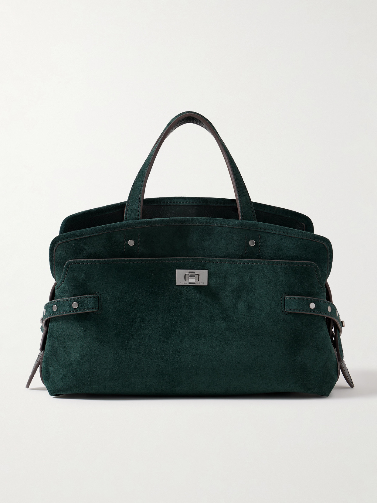 Anya Hindmarch - Small Wilson Leather-trimmed Suede Tote - Green