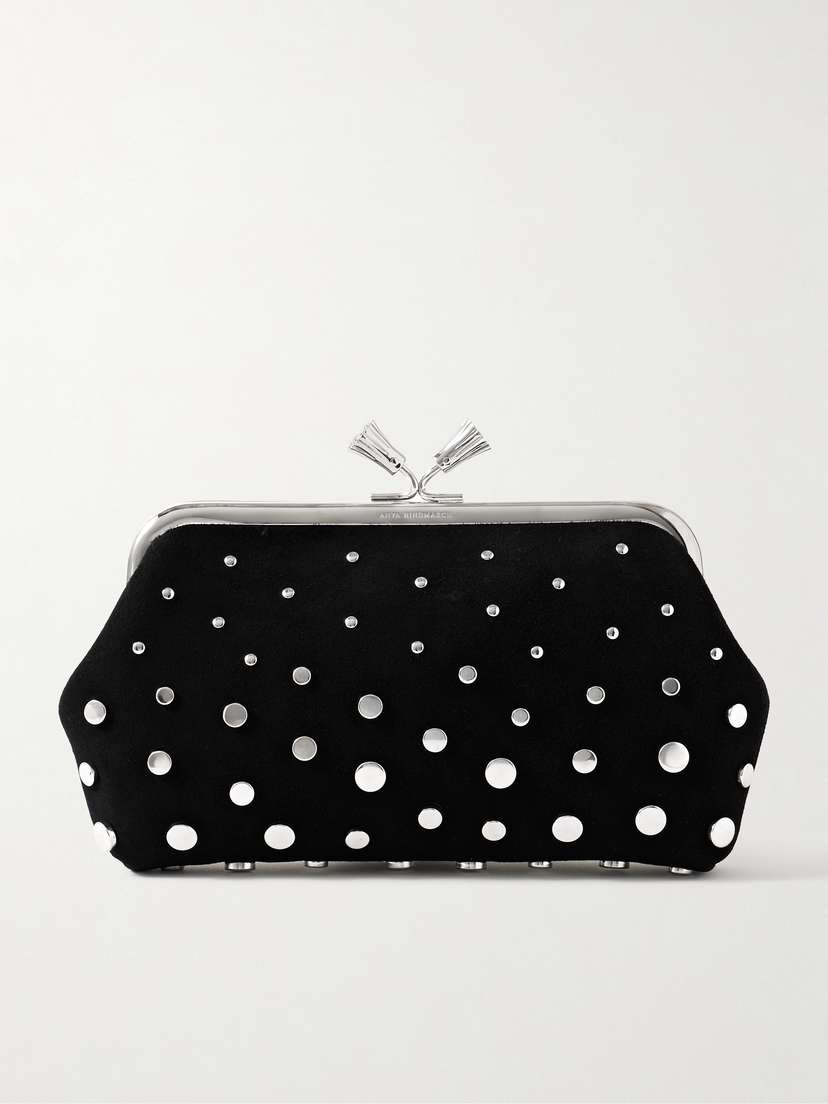 Anya Hindmarch Maud Tassel Studded Suede Clutch