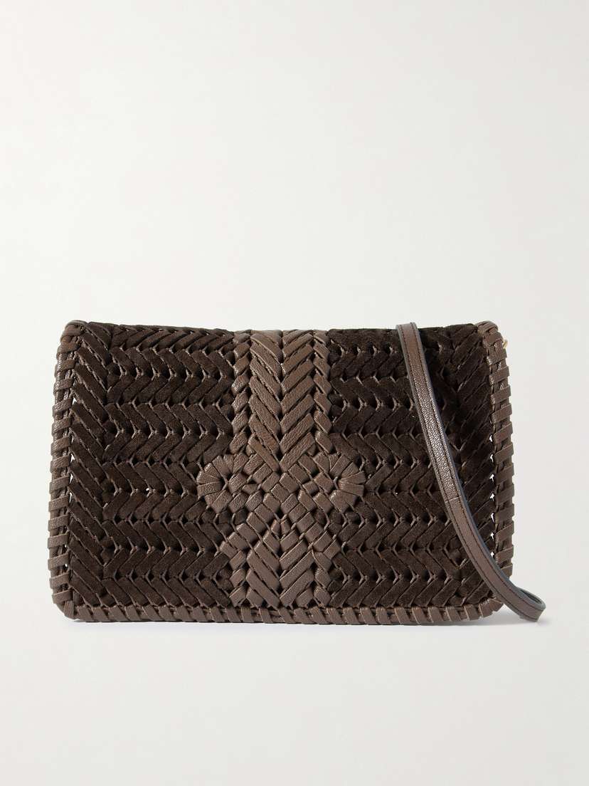 Anya Hindmarch The Neeson Woven Suede And Leather Shoulder Bag