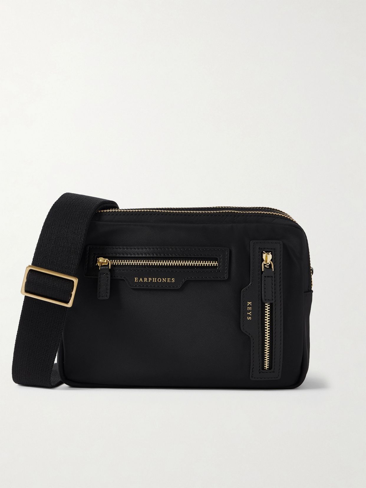 Leather-trimmed ECONYL® shoulder bag